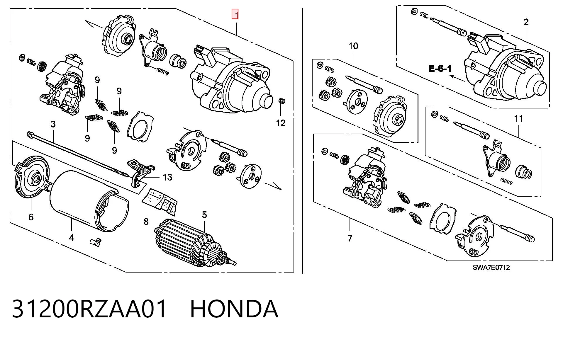31200RZAA01 Honda Стартер двигуна