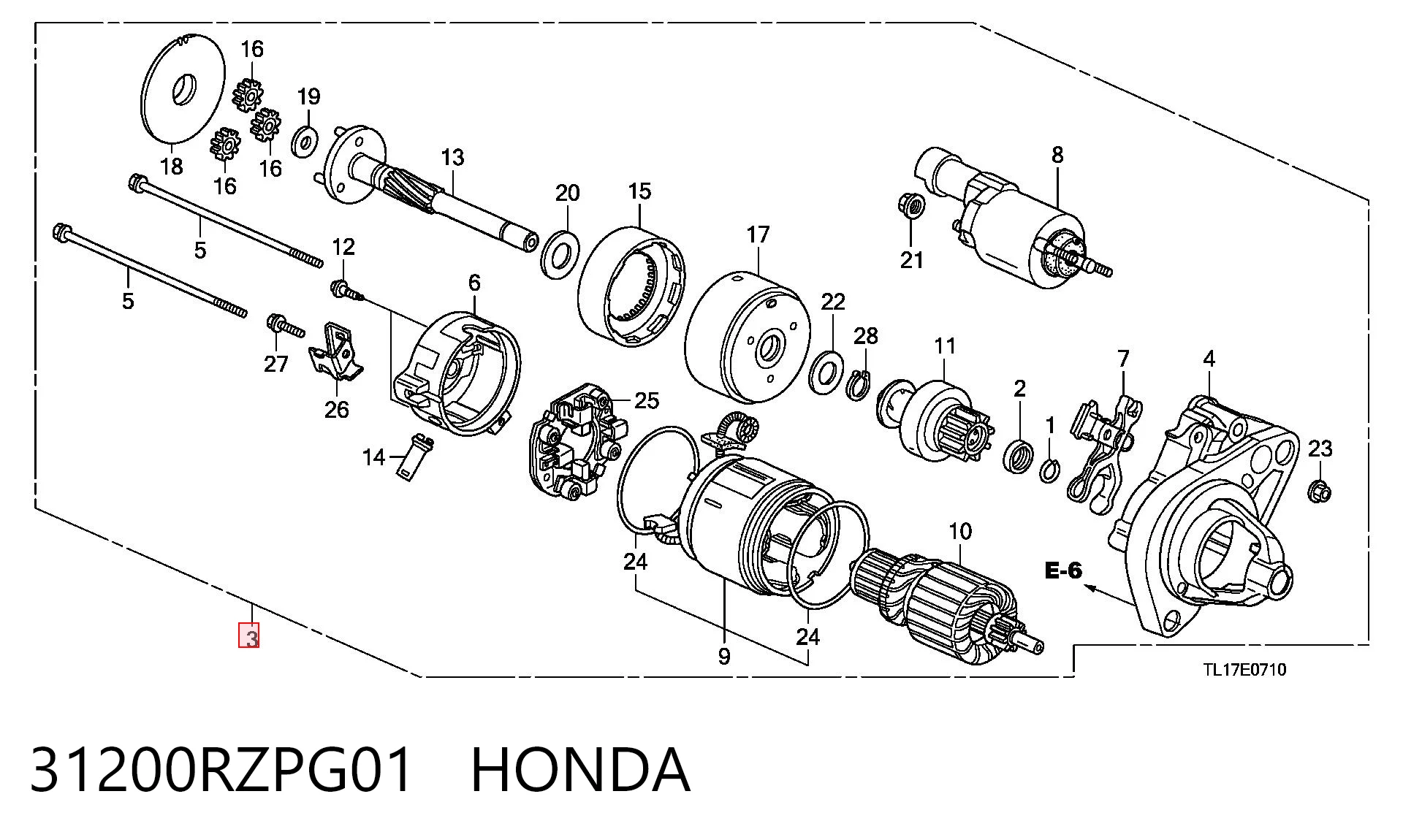 31200RZPG01 Honda Стартер двигуна
