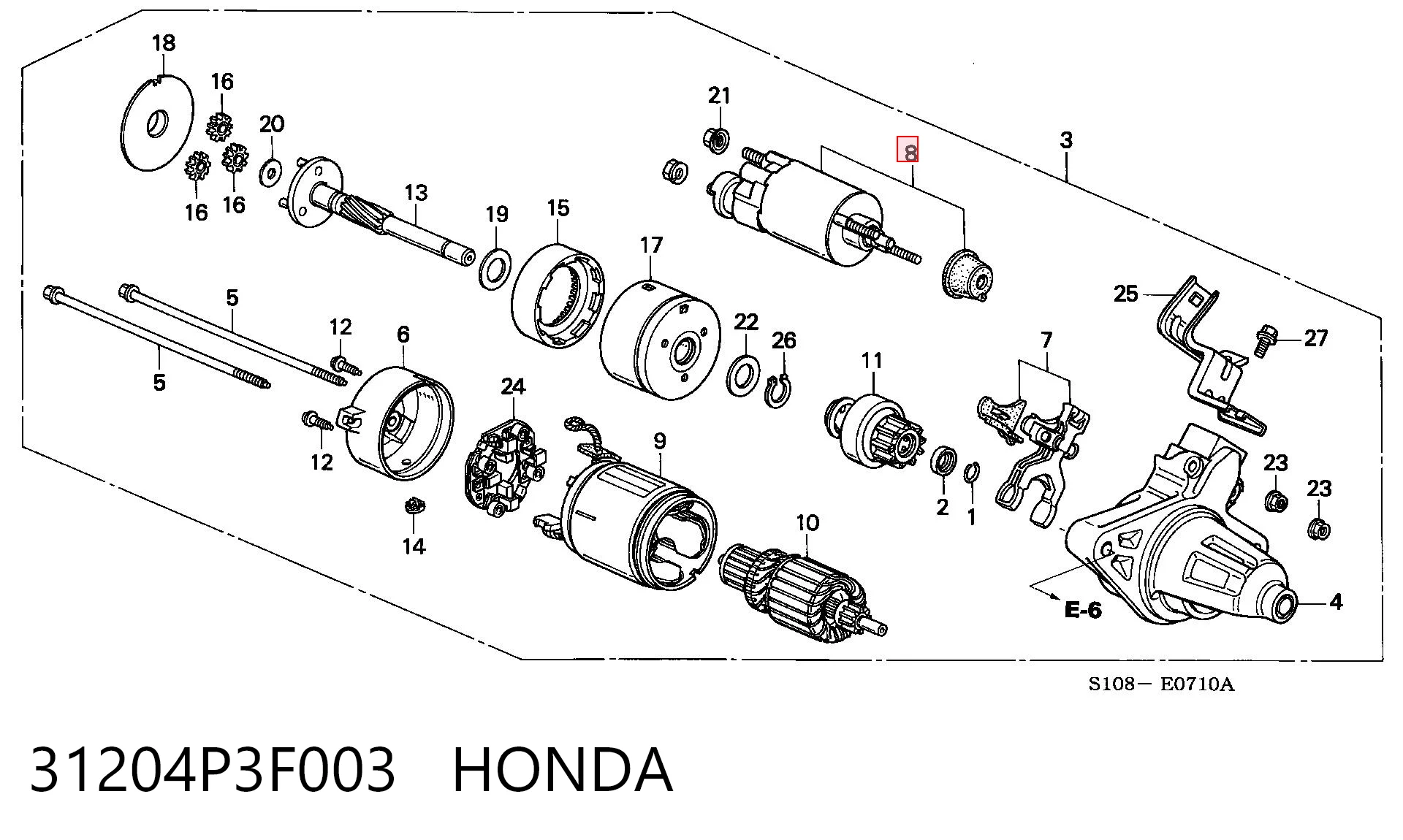 31204P3F003 Honda Тягове реле стартера