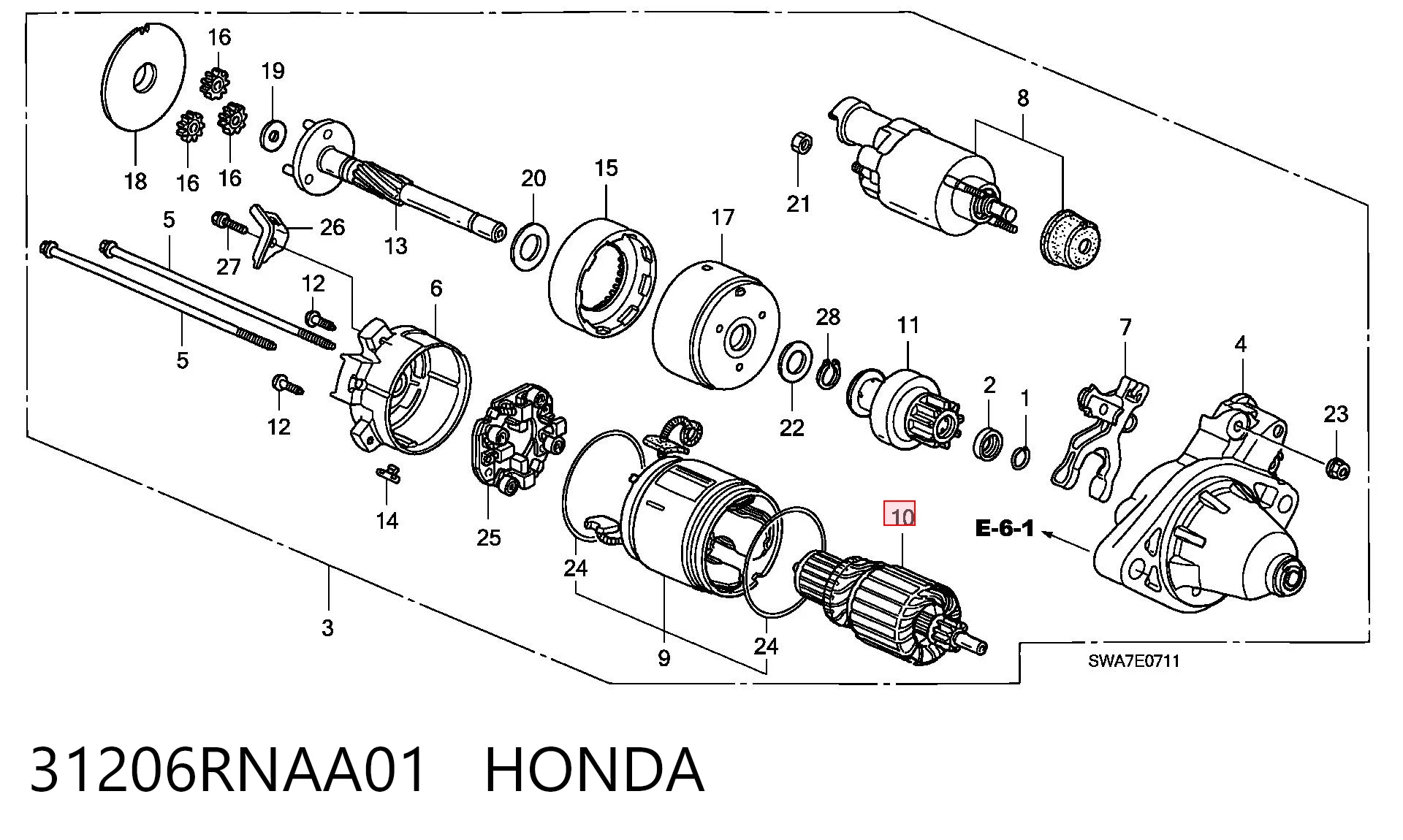 31206RNAA01 Honda Якір (ротор) стартера