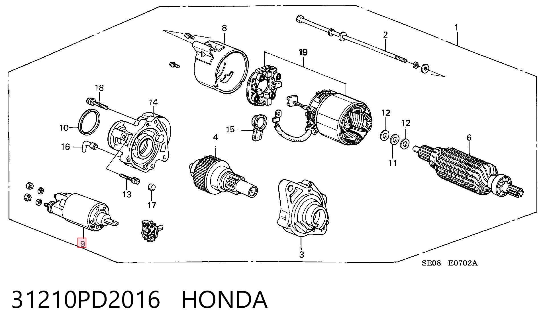 31210PD2016 Honda Тягове реле стартера