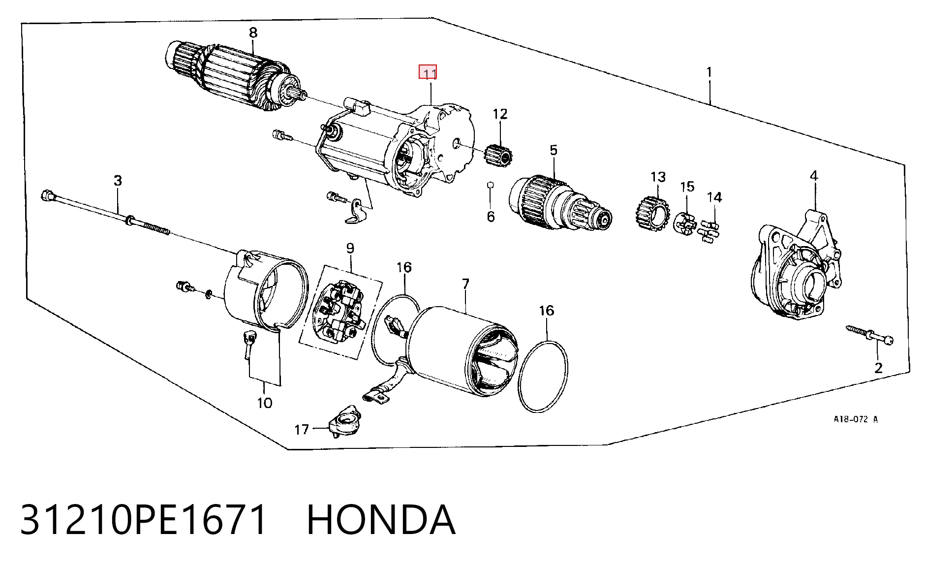  Втягуюче реле стартера Honda Civic 8