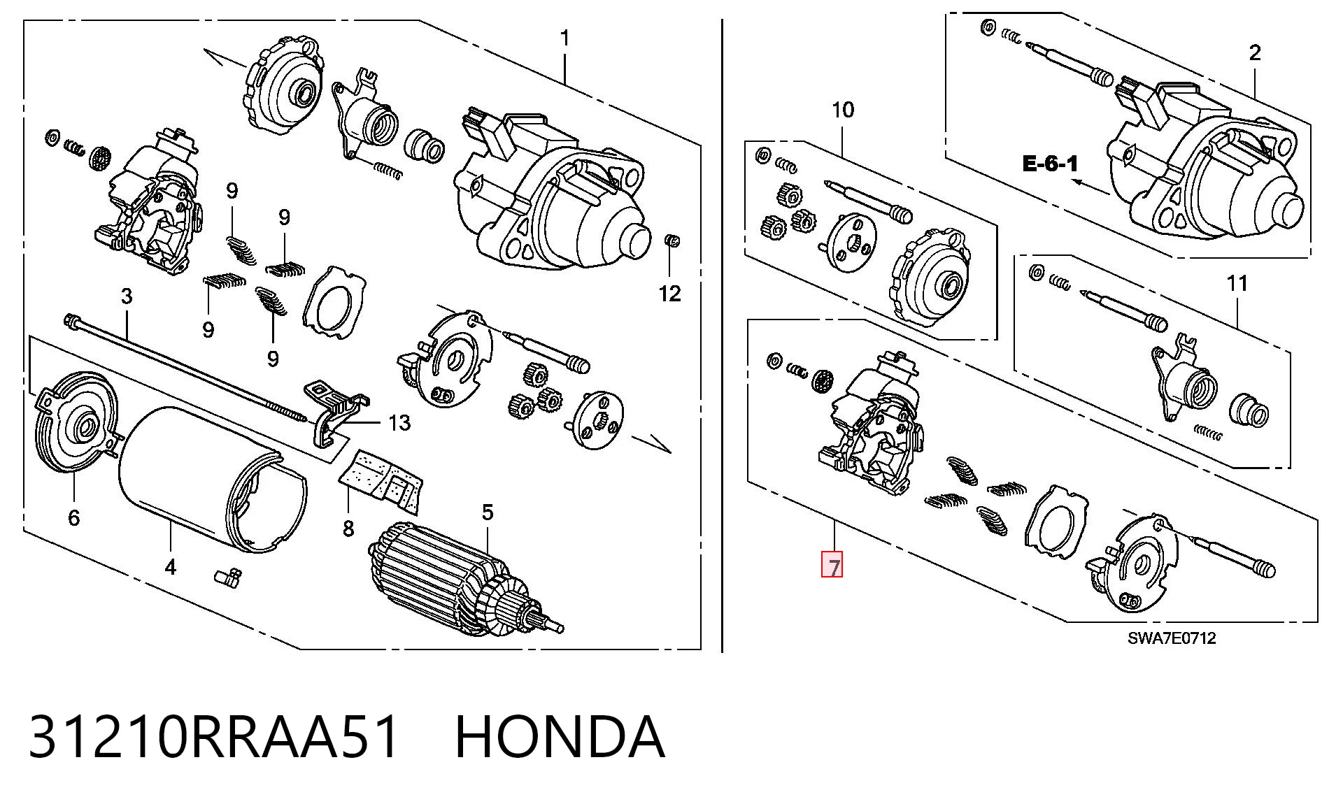 31210RRAA51 Honda Щеткодеpжатель стартера
