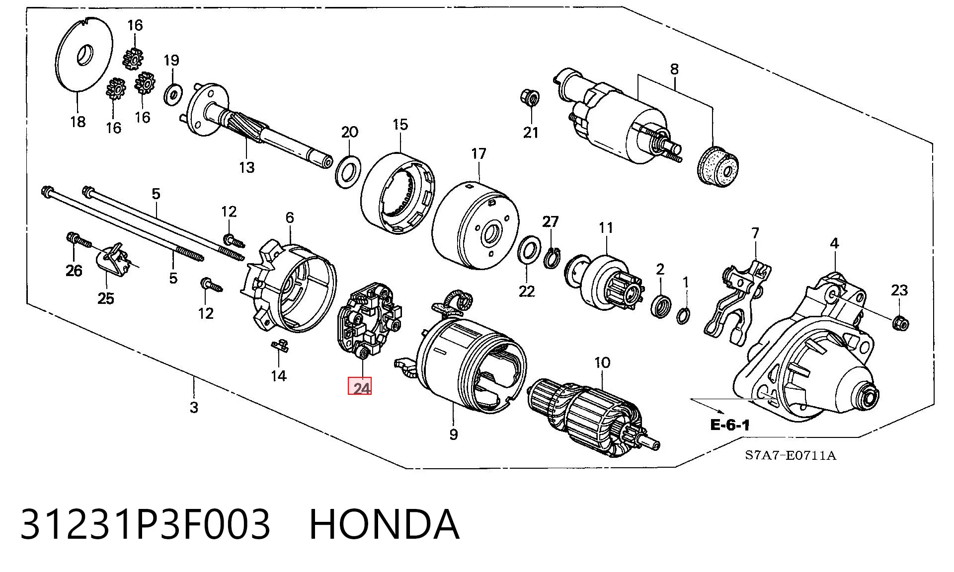 31231P3F003 Honda Щеткодеpжатель стартера
