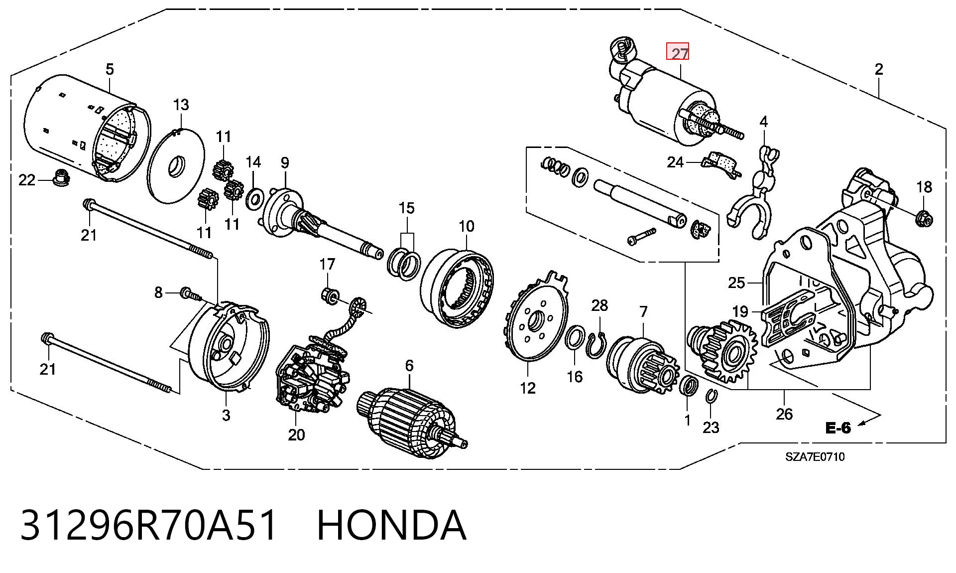 31296R70A51 Honda Тягове реле стартера