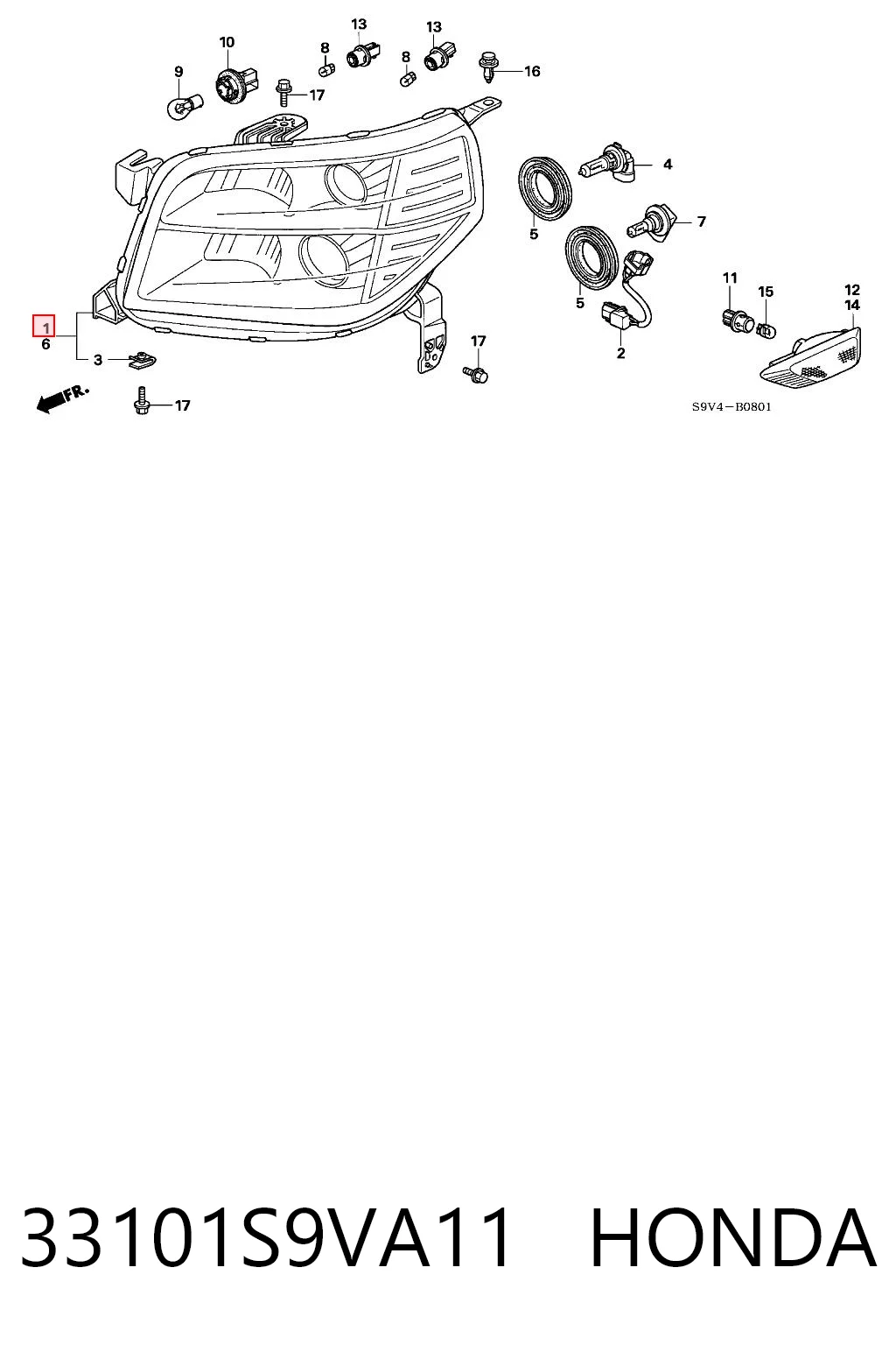 33101S9VA11 Honda Основна фара - вставка