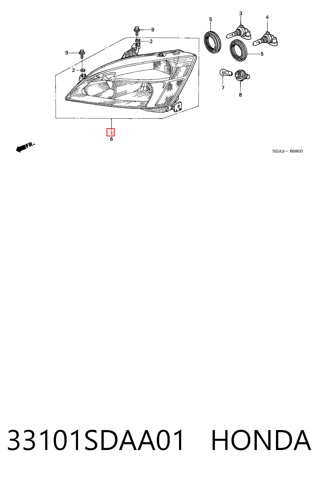 33101SDAA01 Honda Фара правая