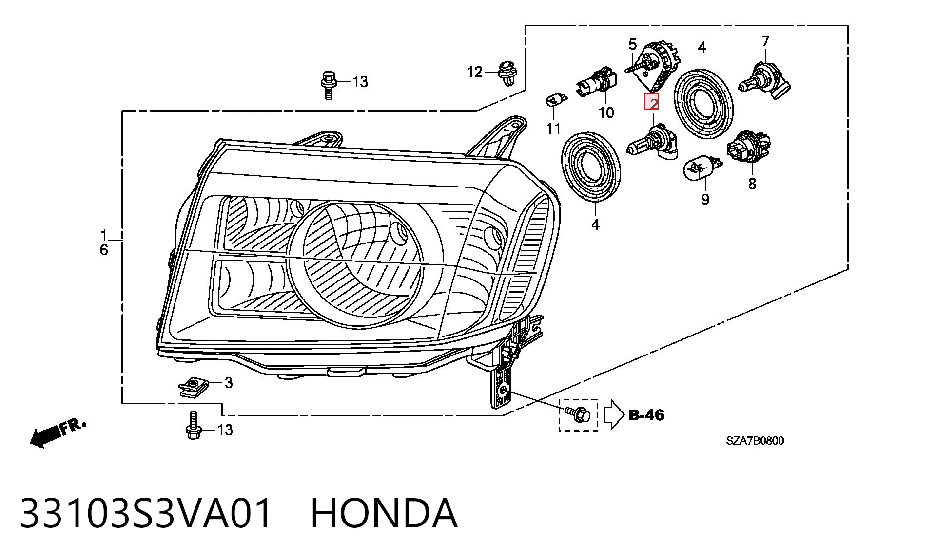 33103S3VA01 Honda Лампочка галогенна