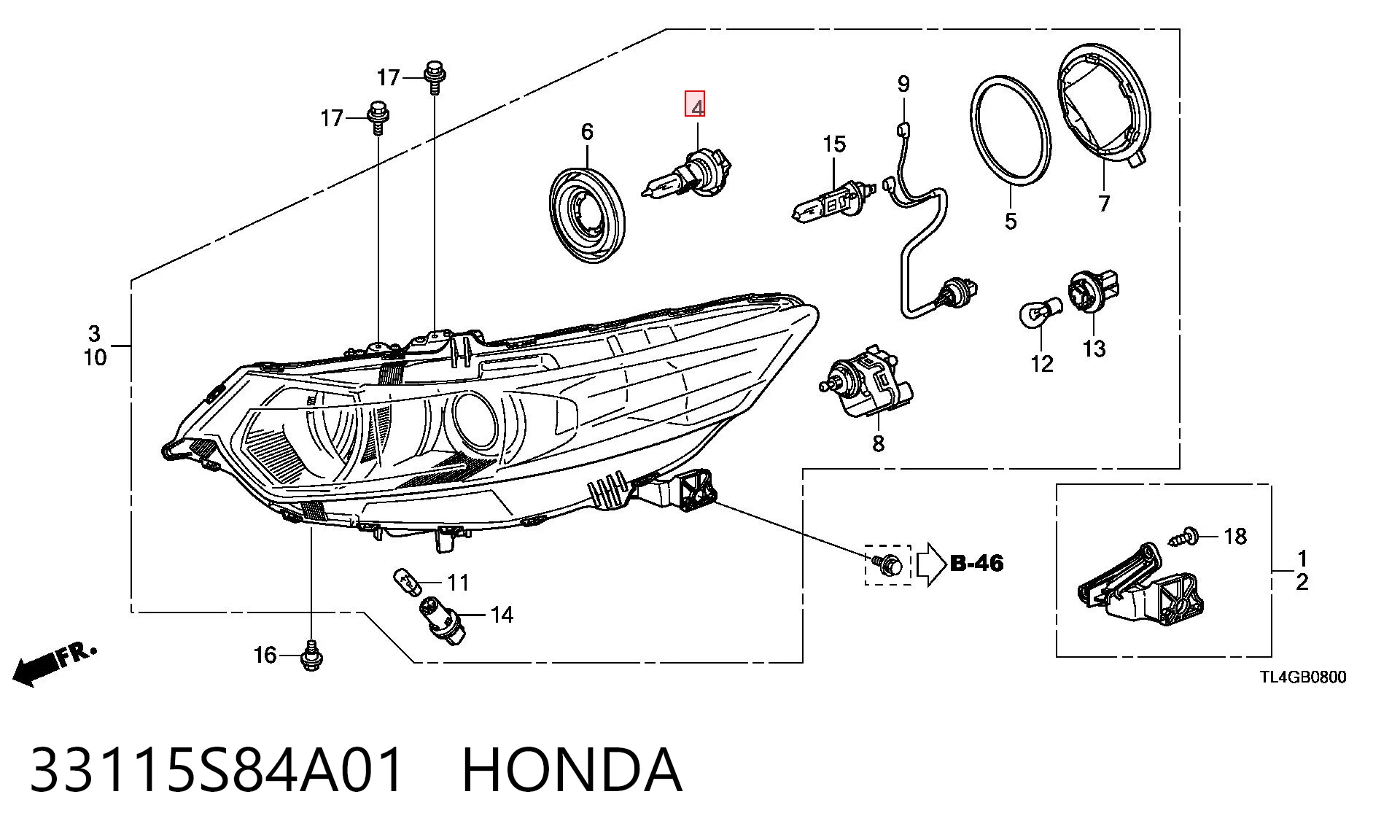 33115S84A01 Honda Лампочка галогенна