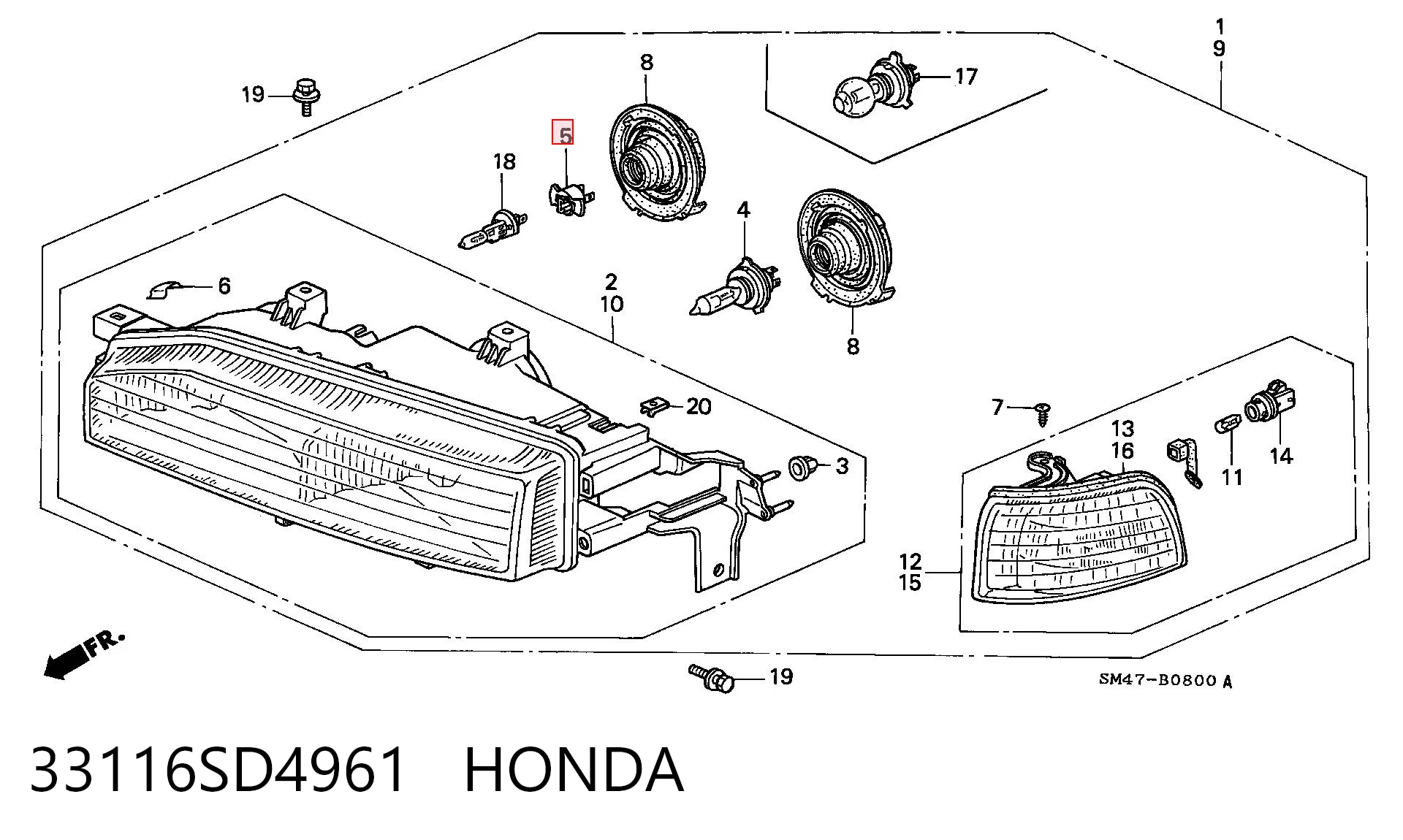 33116SD4961 Honda Патрон фари