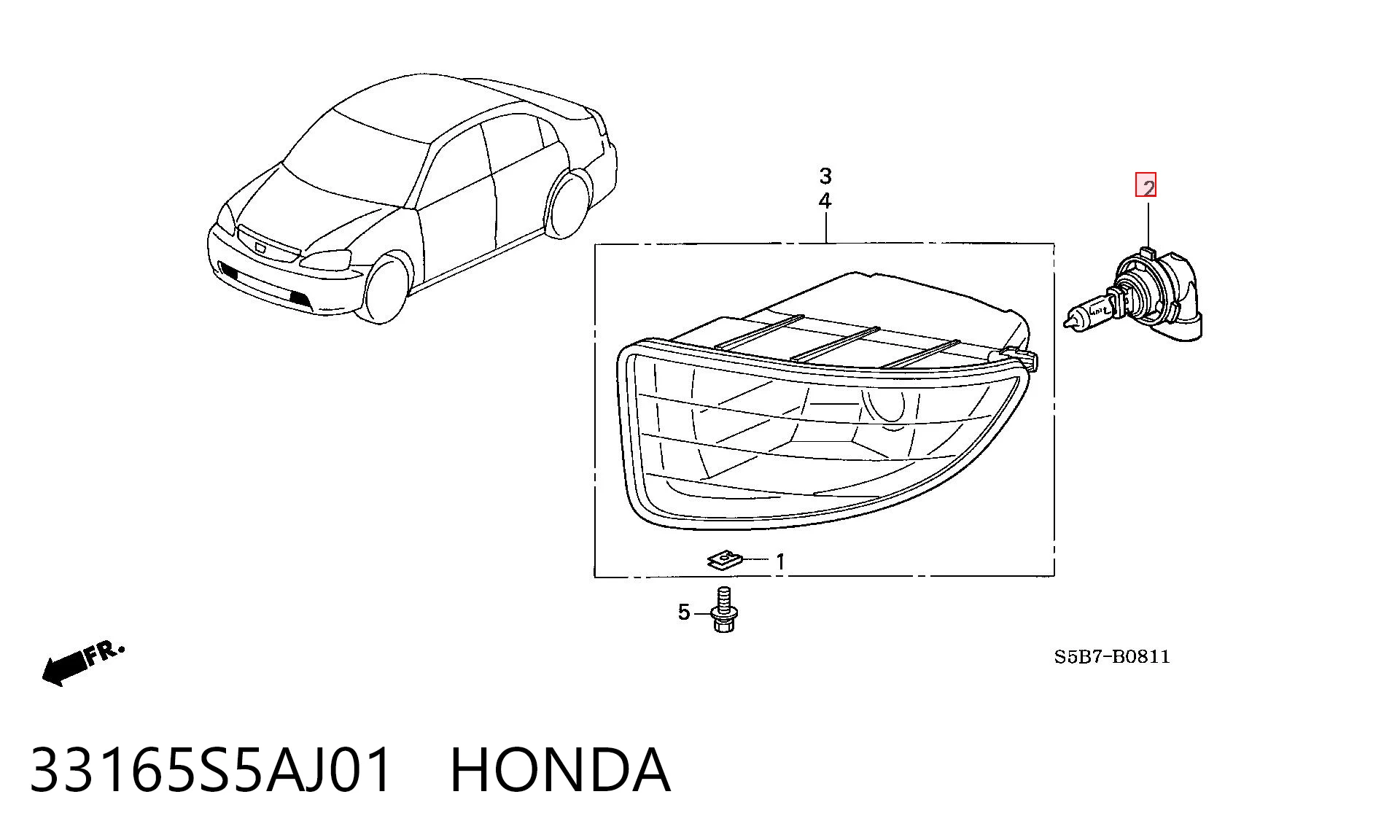 33165S5AJ01 Honda Лампочка галогенна