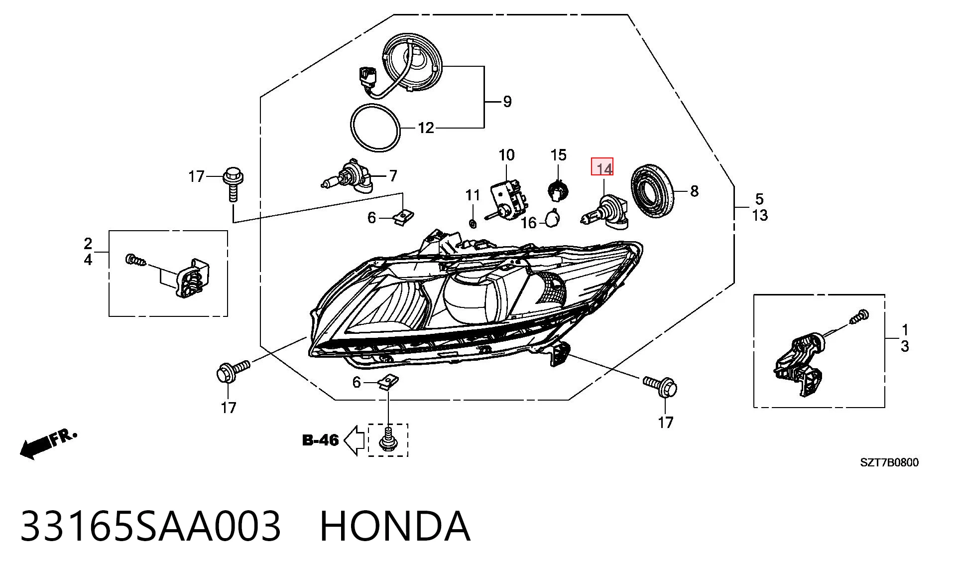33165SAA003 Honda Лампа автомобільна
