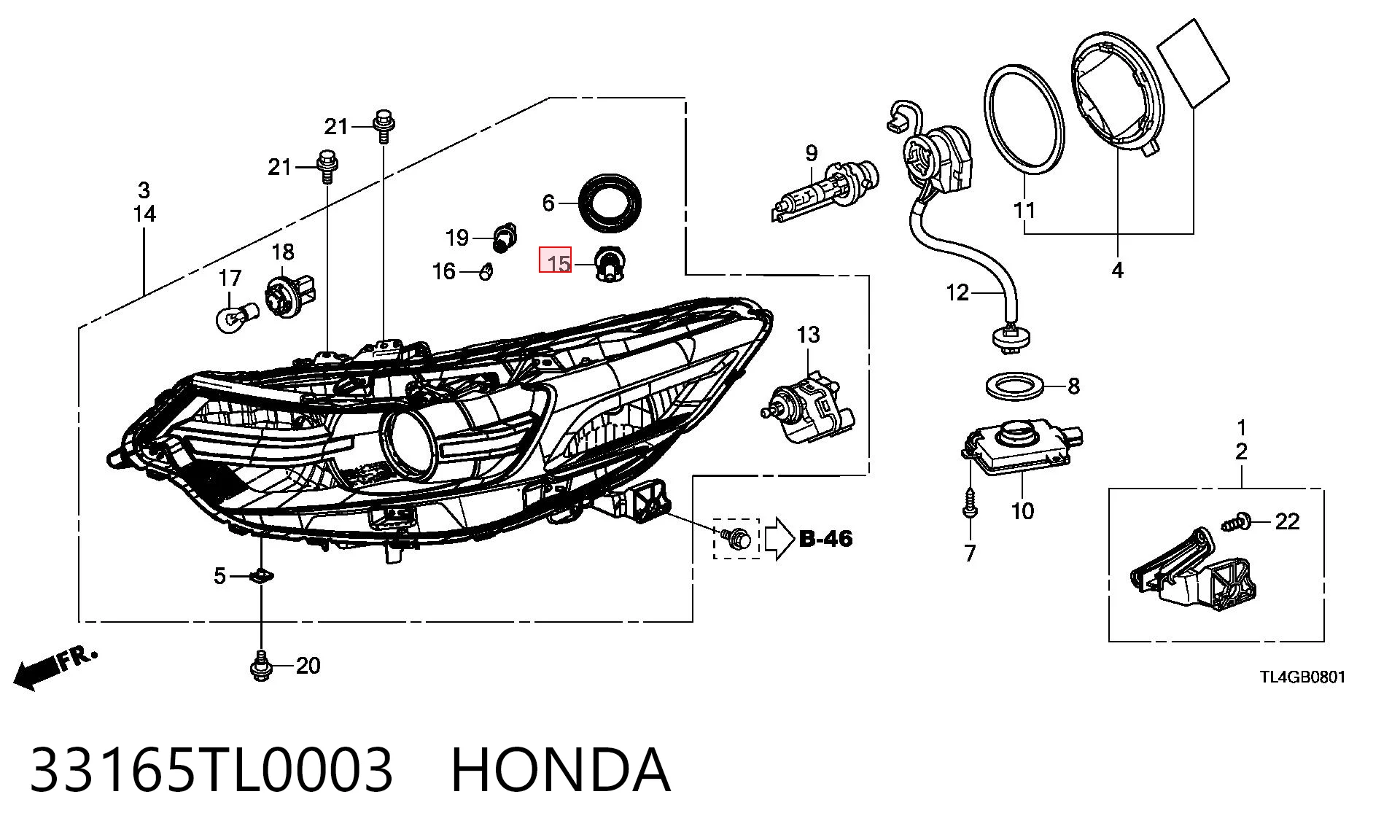 33165TL0003 Honda Протитуманні лампи