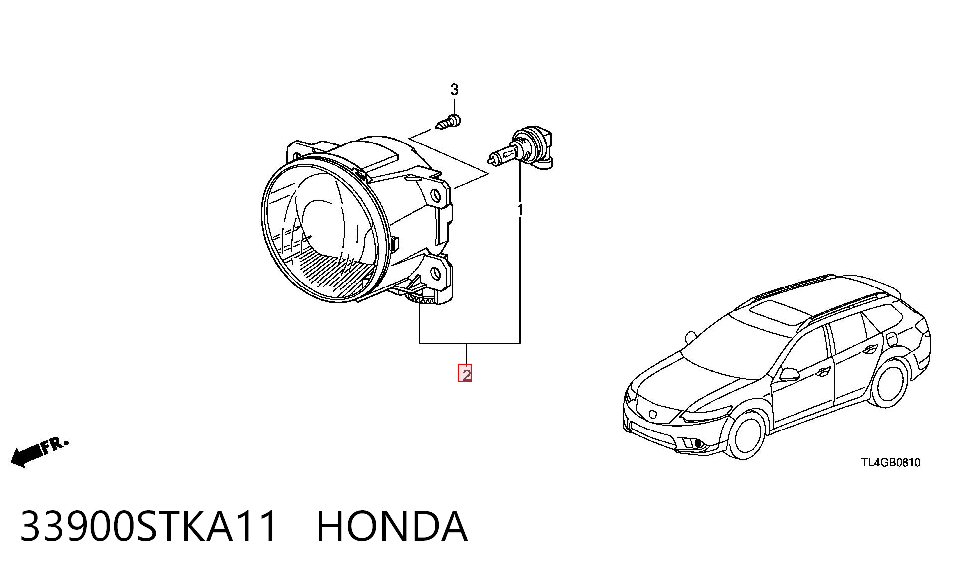 33900STKA11 Honda Фара протитуманна, права