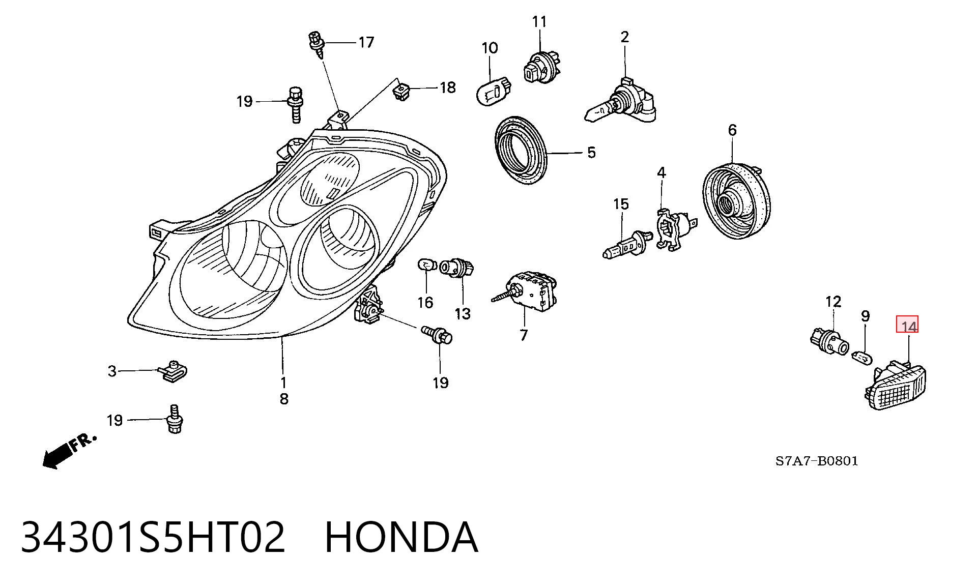 34301S5HT02 Honda Повторювач повороту в крило
