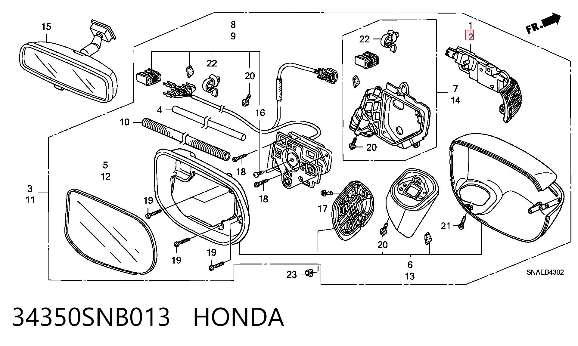 34350SNB013 Honda Покажчик повороту дзеркала, лівий