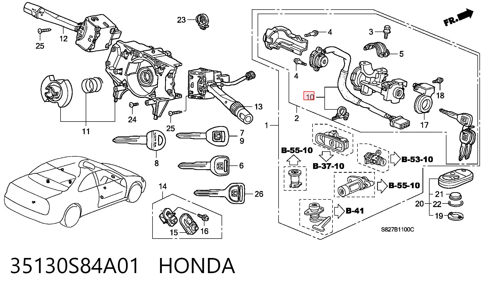 35130S84A01 Honda Контактна група замка