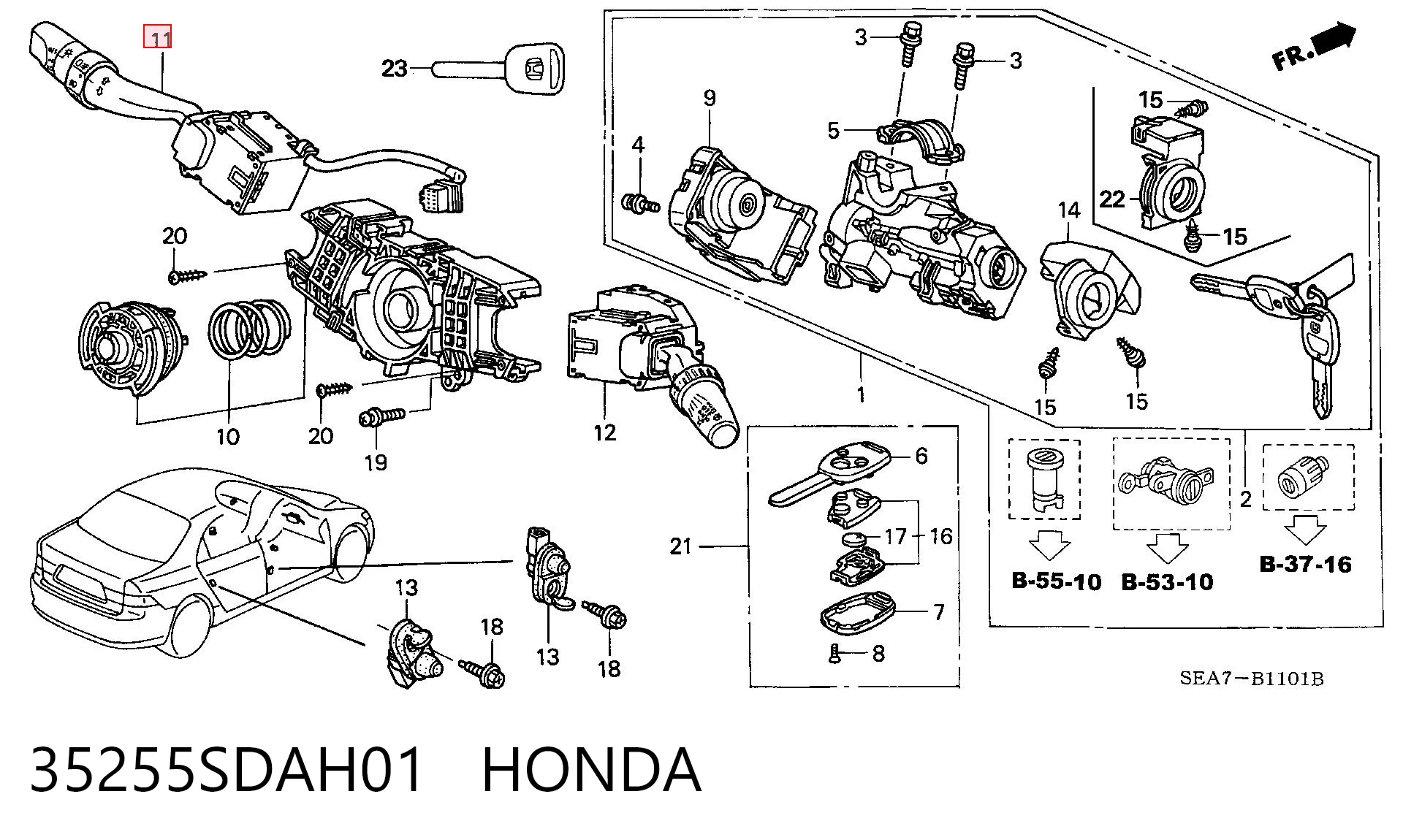 35255SDAH01 Honda Перемикач підрульовий, лівий