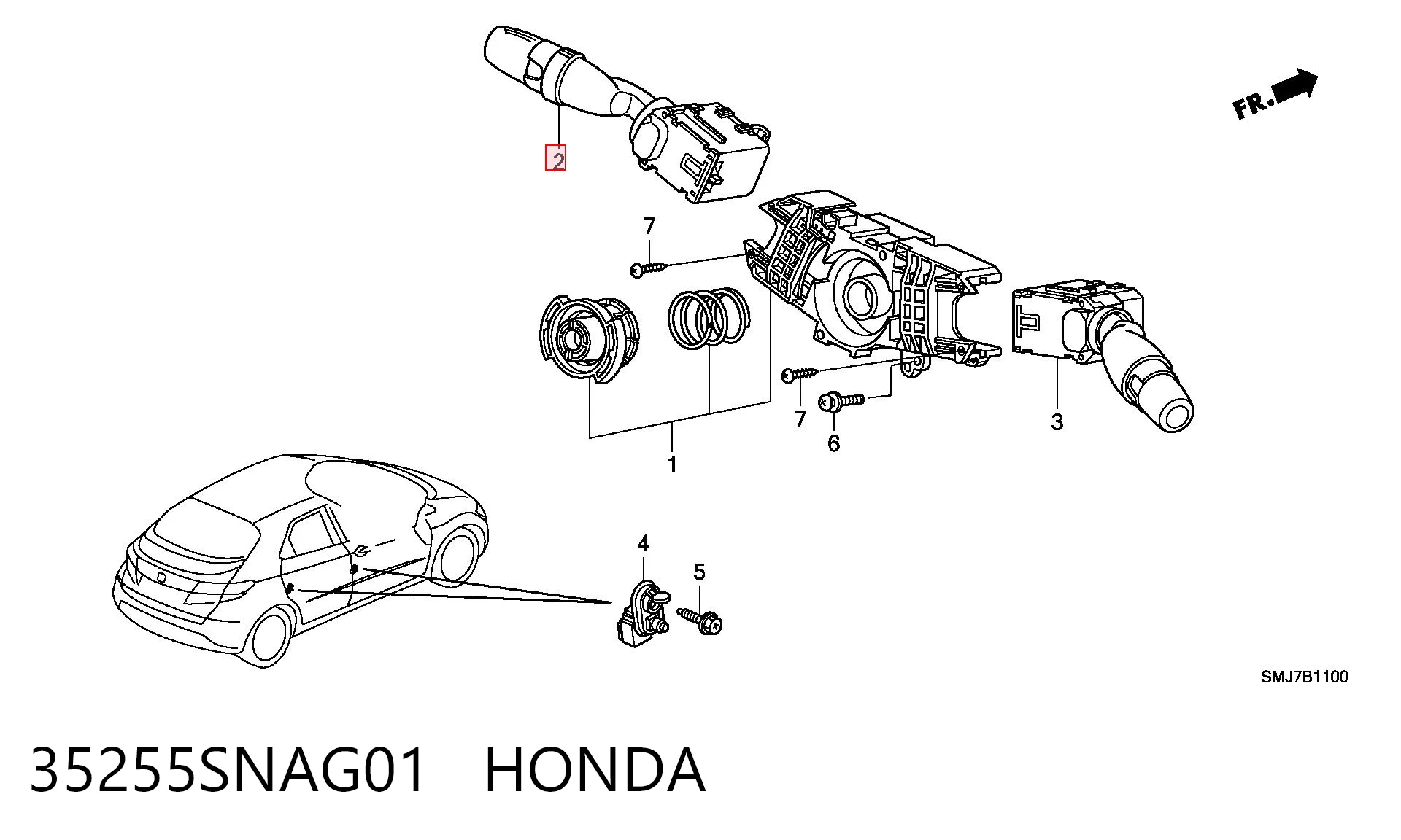 35255SNAG01 Honda Перемикач підрульовий, лівий