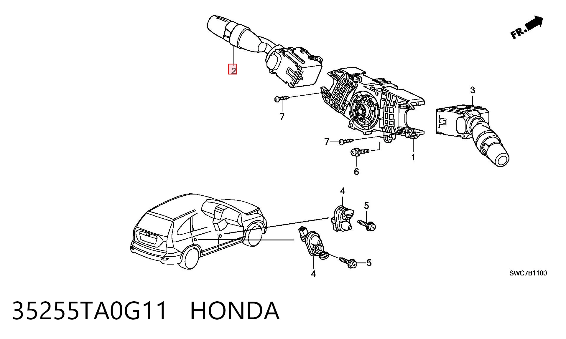 35255TA0G11 Honda Перемикач підрульовий, лівий