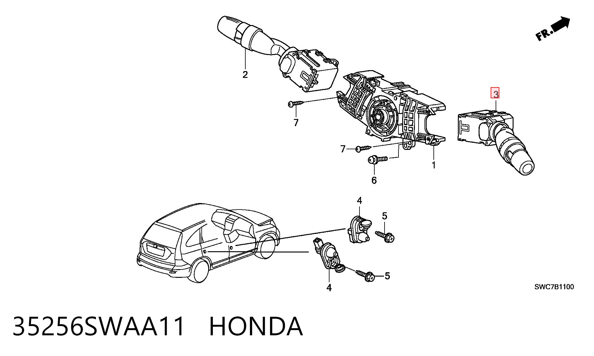 35256SWAA11 Honda Перемикач підрульовий, правий