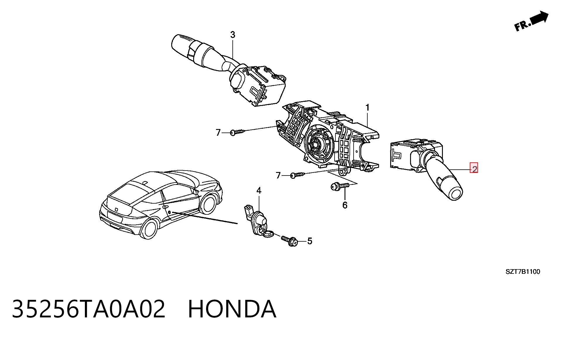 35256TA0A02 Honda Перемикач підрульовий, правий