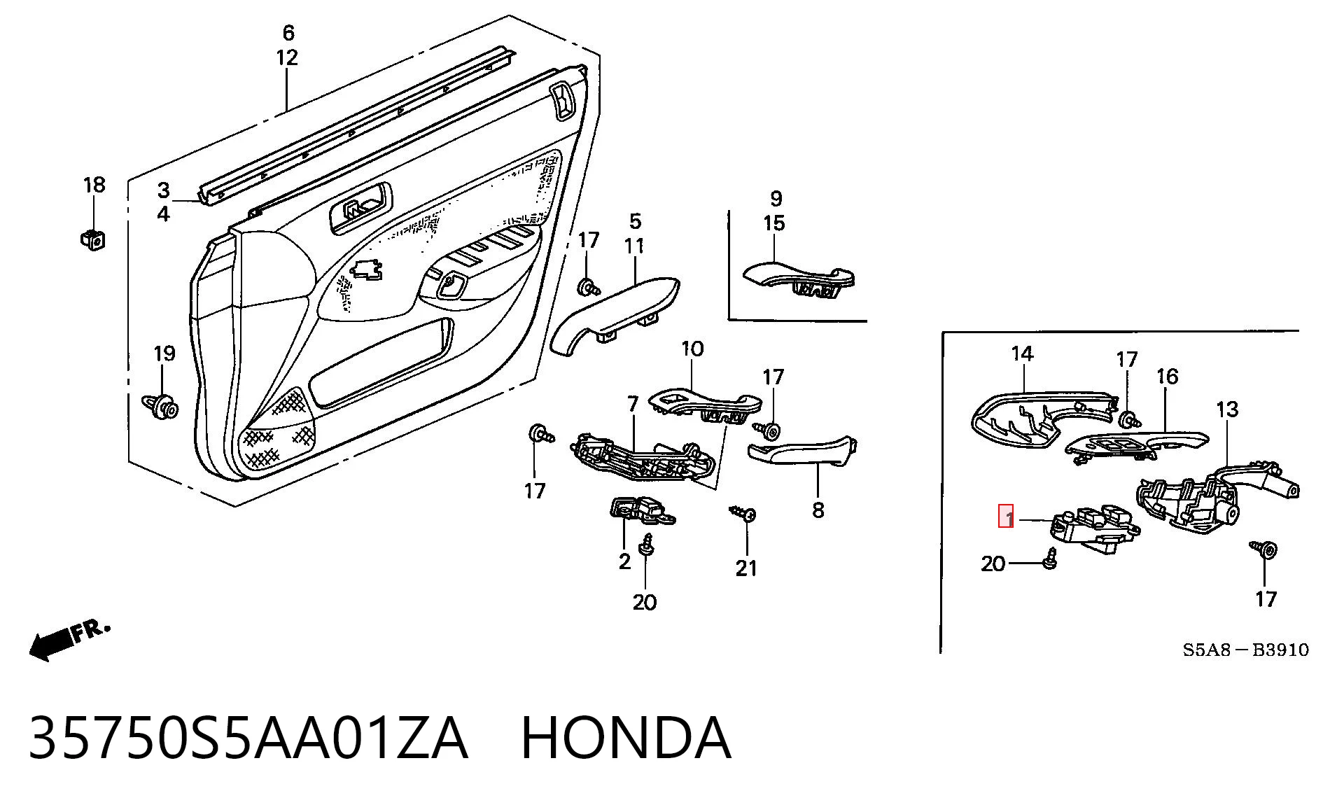 35750S5AA01ZA Honda Кнопки переднього лівого склопід'ємника