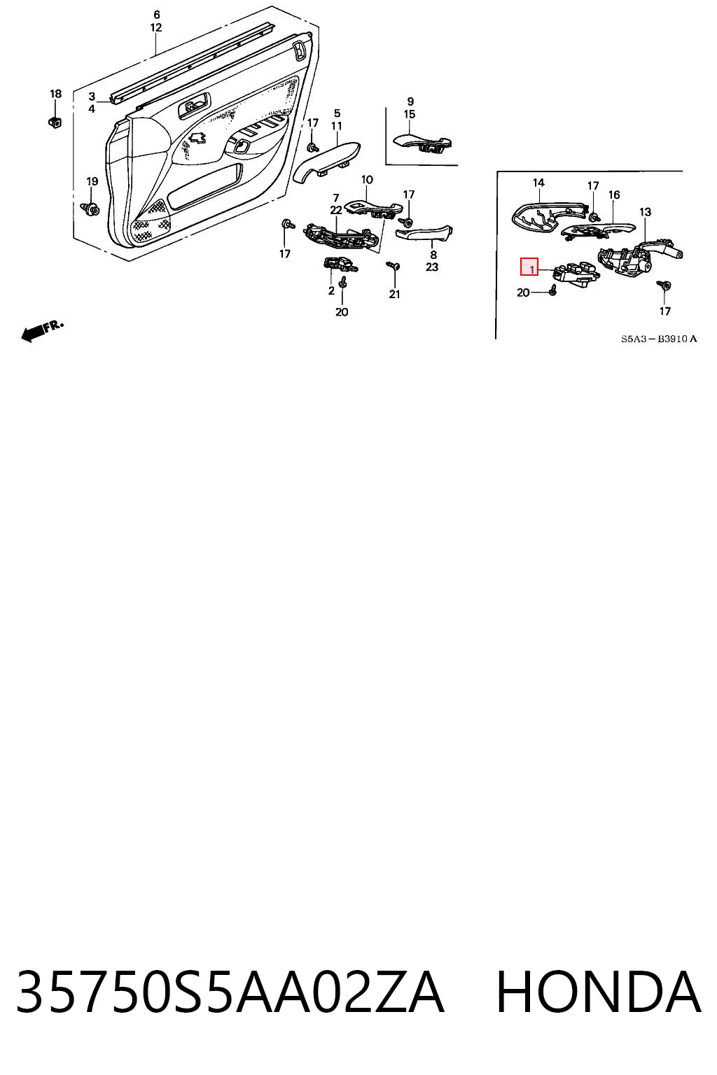 35750S5AA02ZA Honda Кнопки переднього лівого склопід'ємника