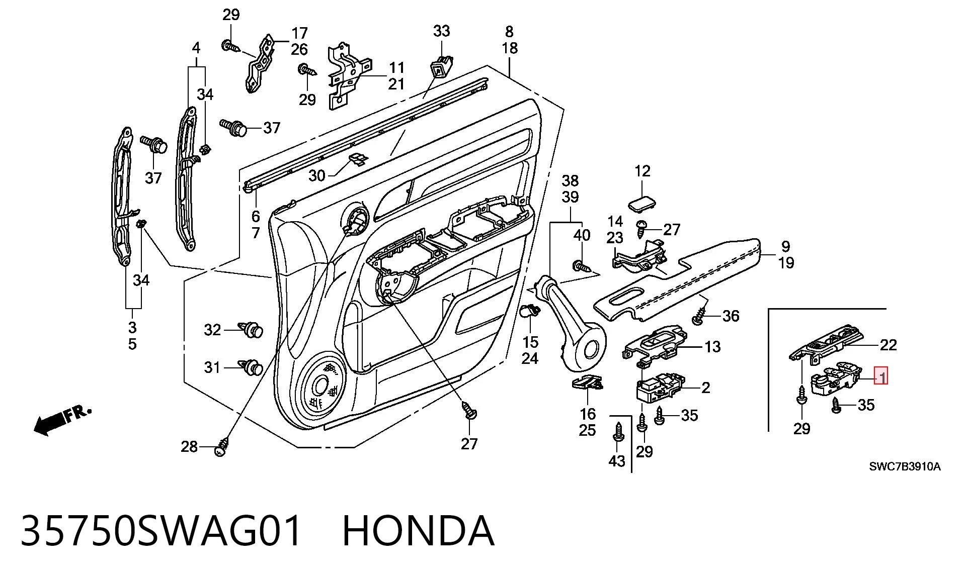 35750SWAG01 Honda Кнопки переднього лівого склопід'ємника