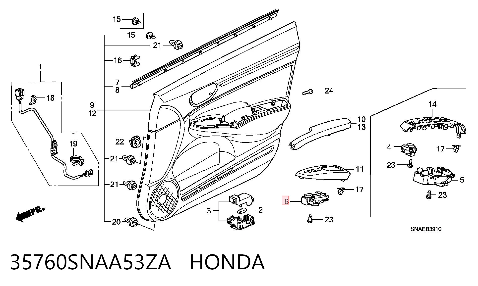 35760SNAA53ZA Honda Кнопковий блок керування склопідіймачами передній правий