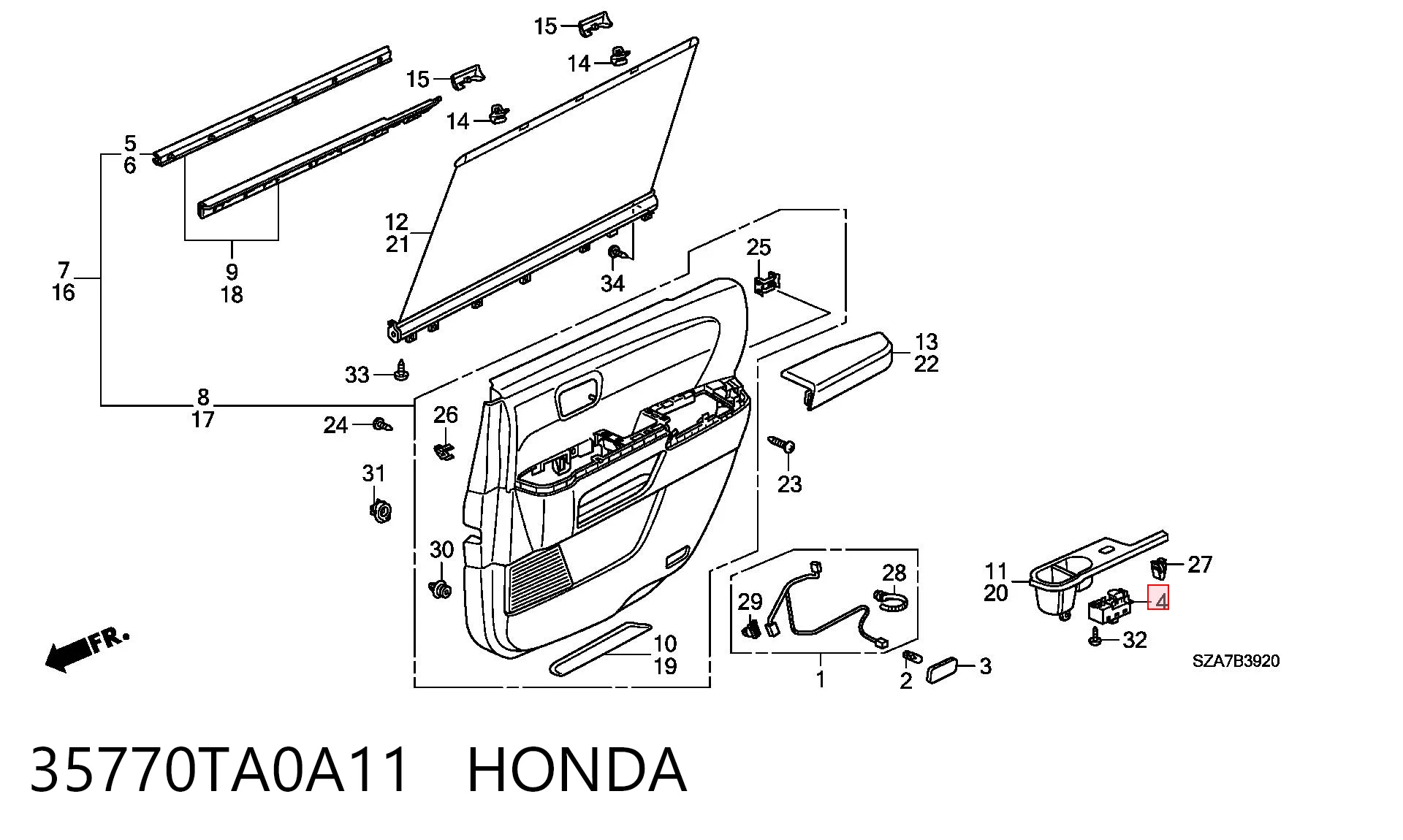 35770TA0A11 Honda Кнопка підйомника заднього скла
