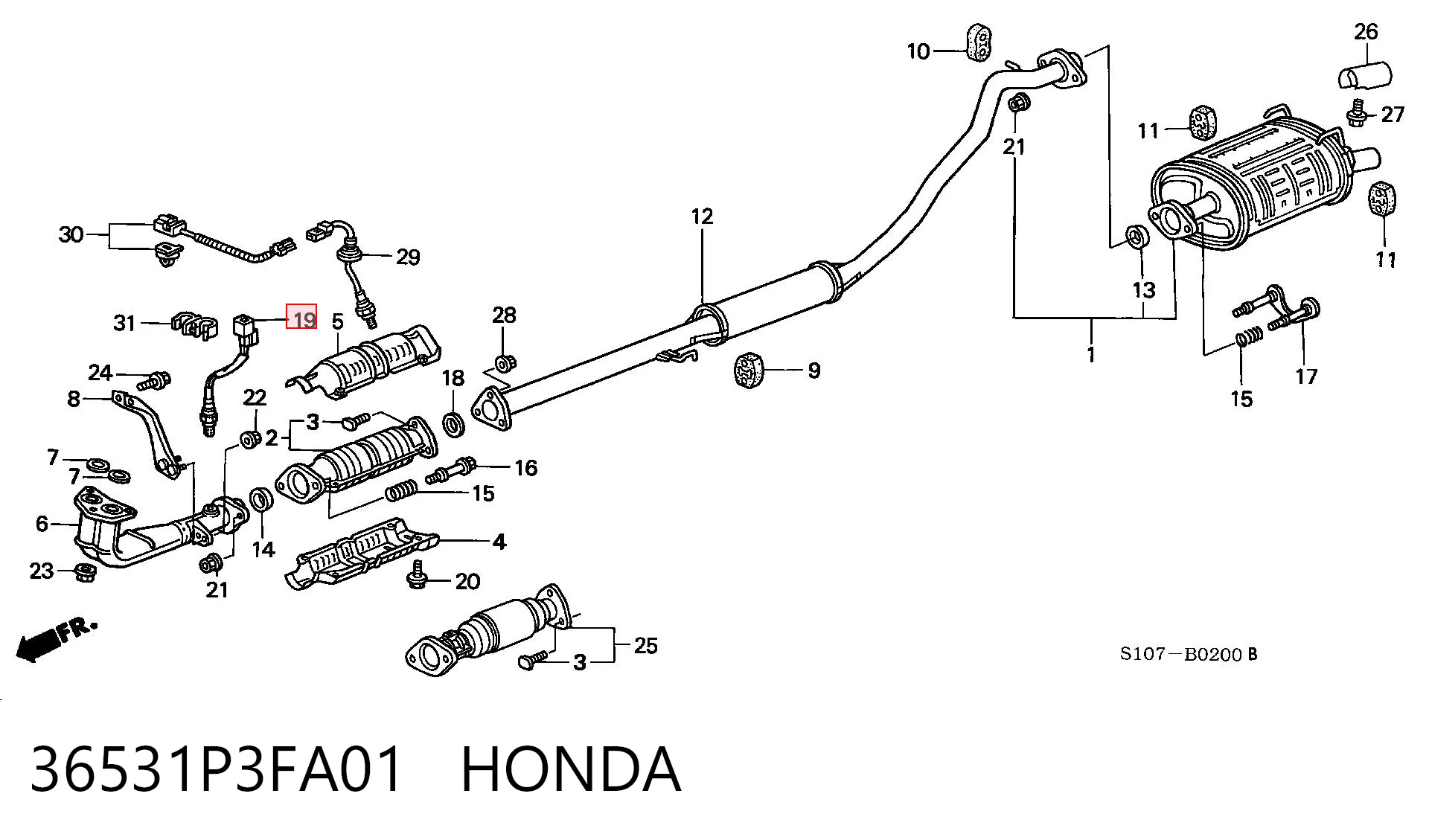 36531P3FA01 Honda Датчик кисню
