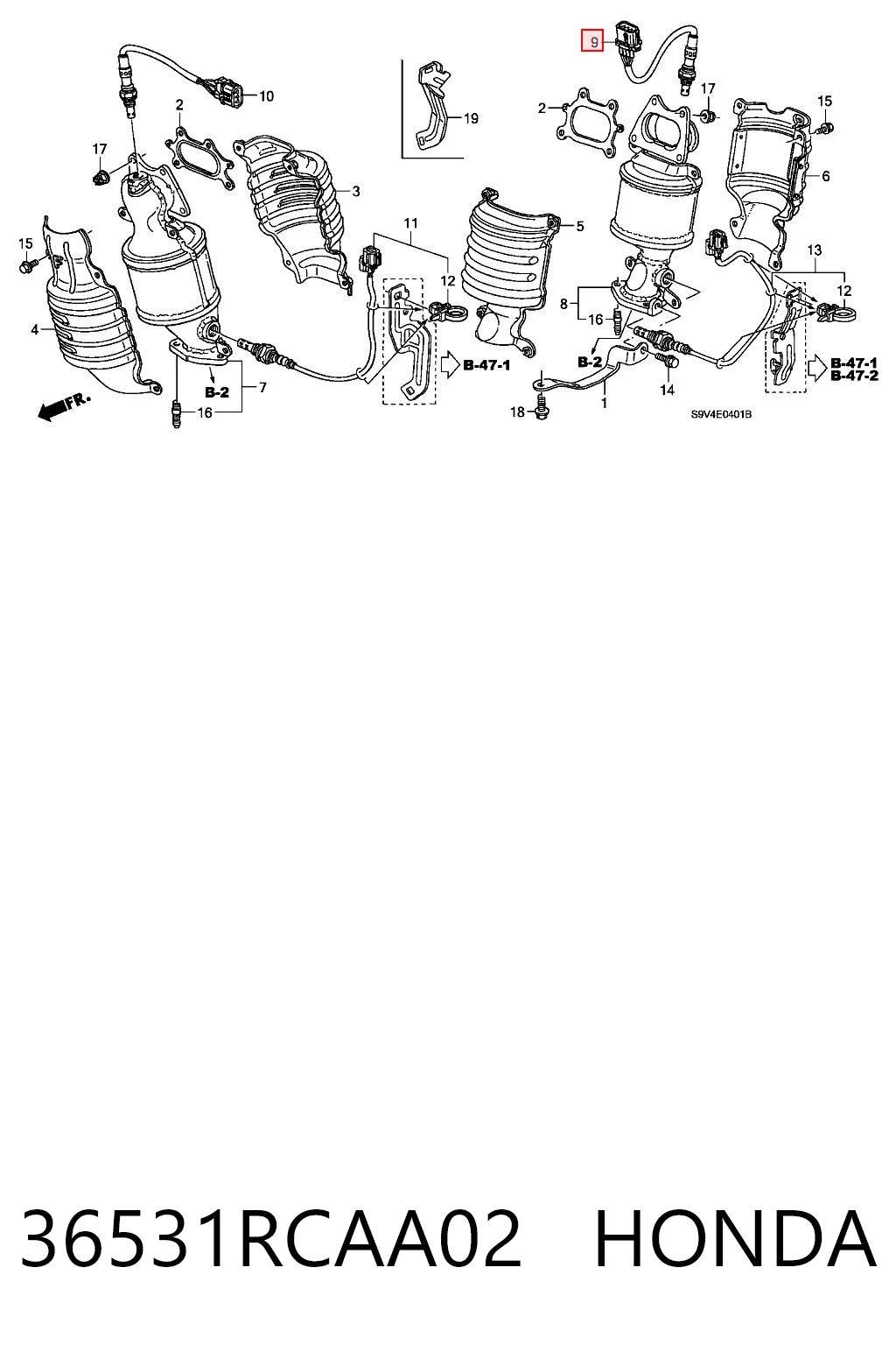 36531RCAA02 Honda Лямбдазонд, датчик кисню до каталізатора