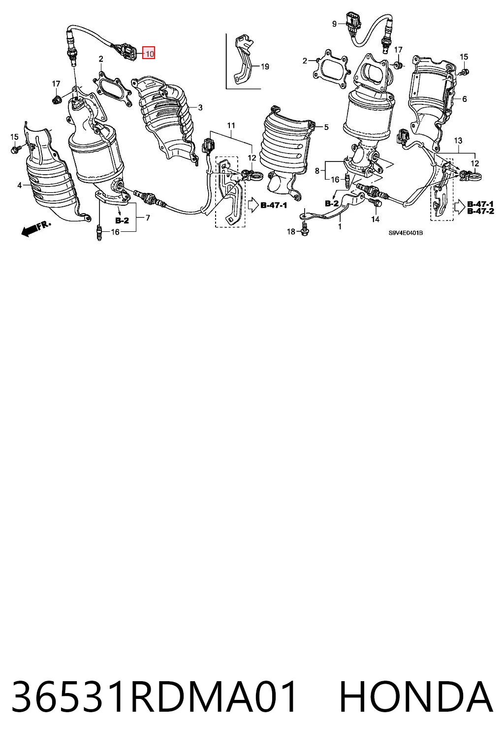36531RDMA01 Honda Лямбдазонд, датчик кисню до каталізатора, лівий
