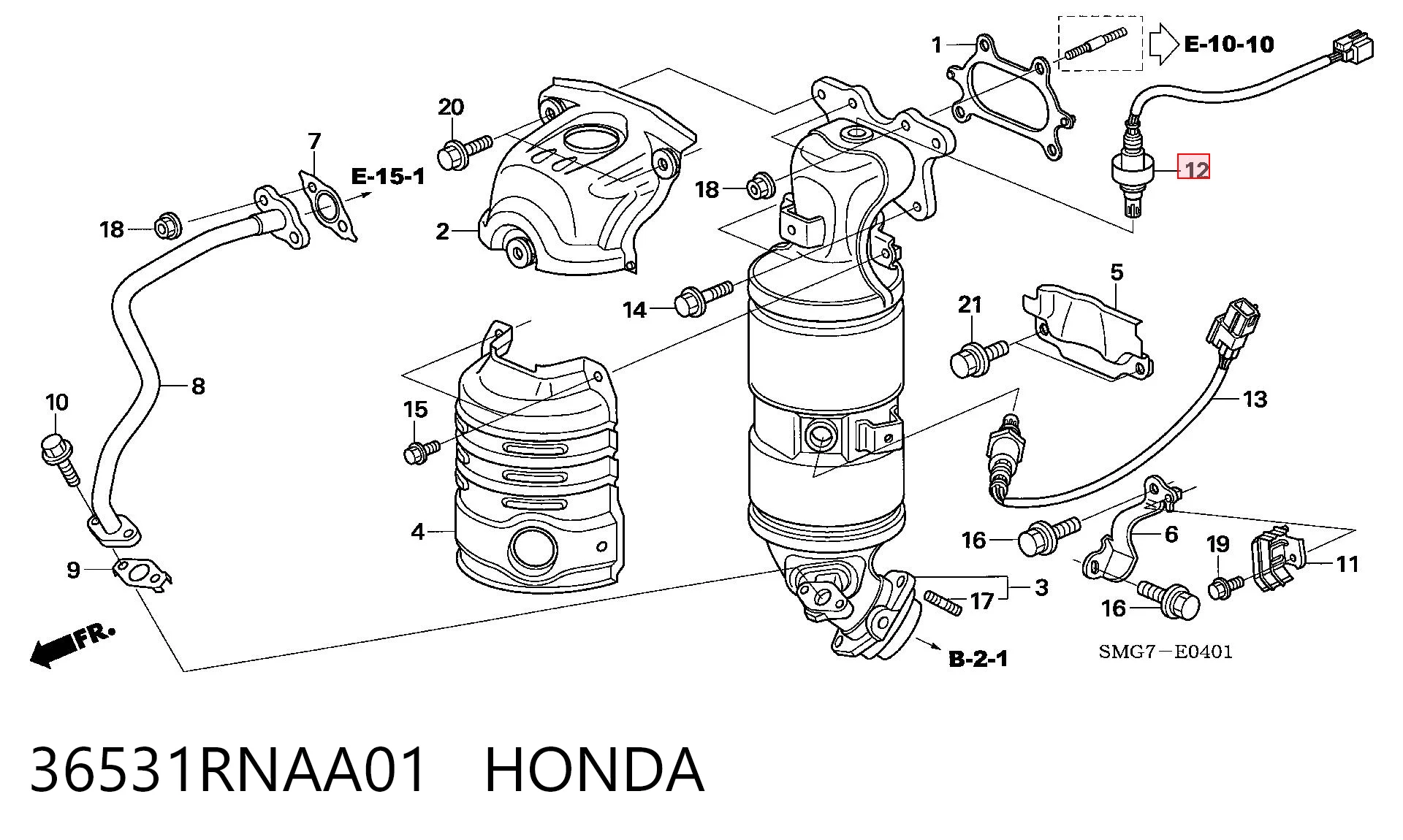 36531RNAA01 Honda Лямбдазонд, датчик кисню до каталізатора