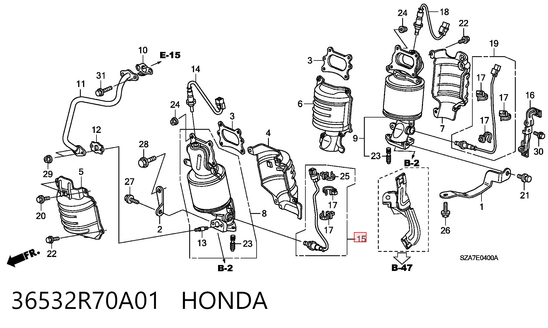 36532R70A01 Honda Лямбда зонд після каталізатора