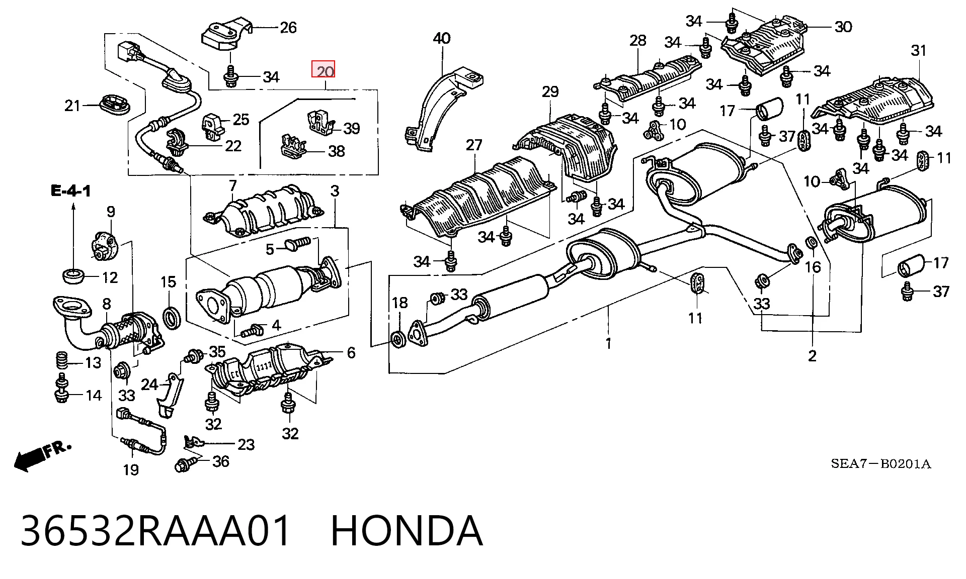 36532RAAA01 Honda Лямбда зонд після каталізатора
