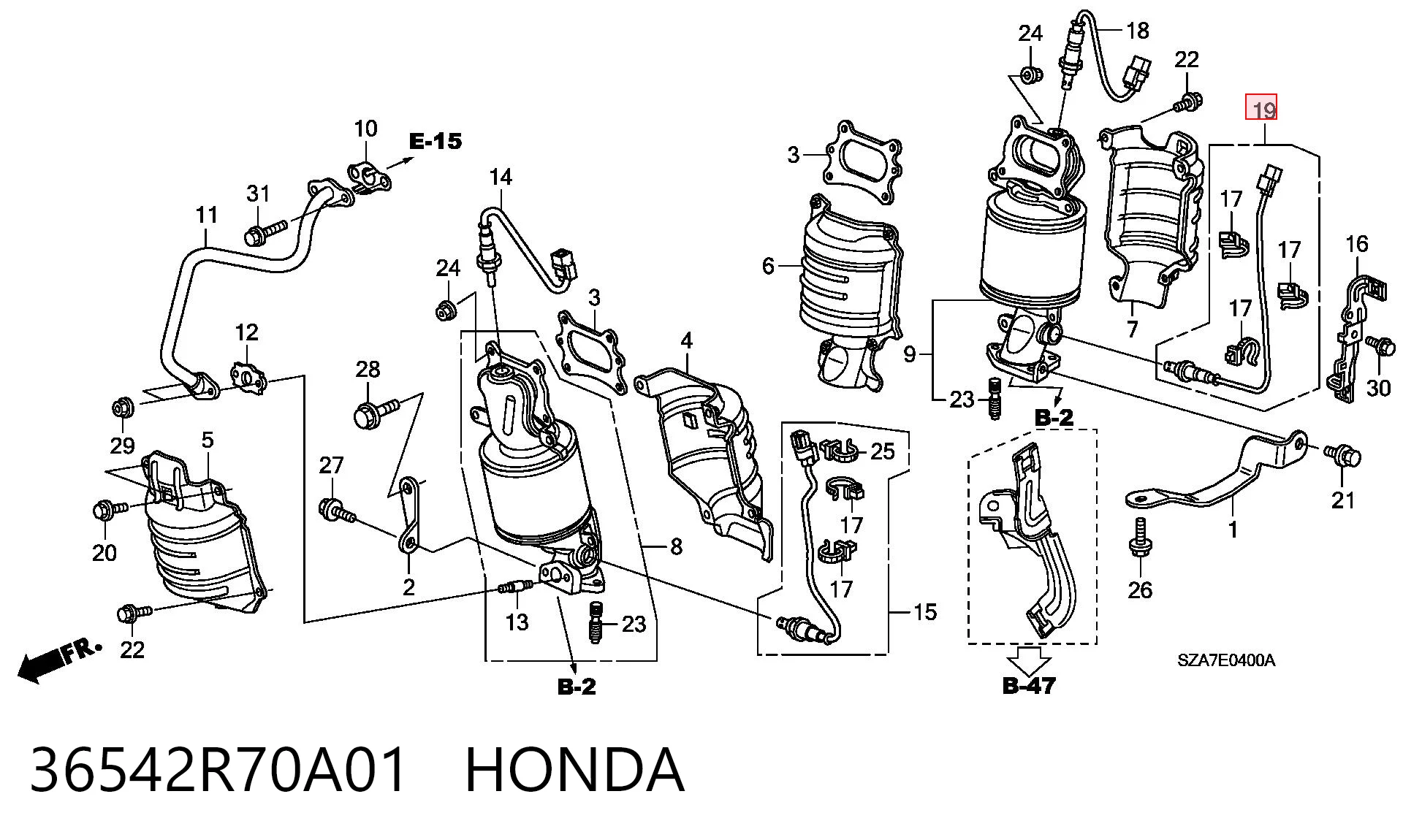 36542R70A01 Honda Лямбда зонд після каталізатора