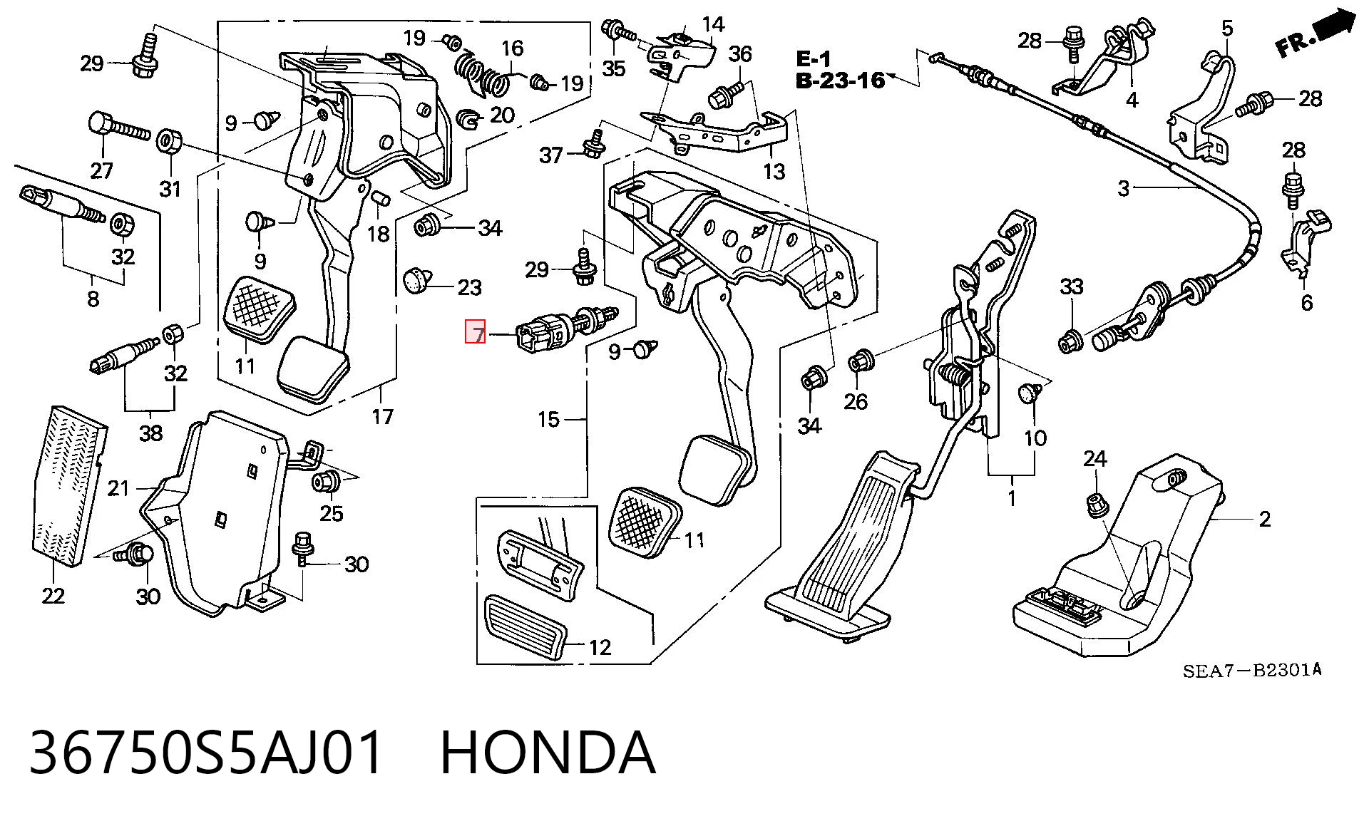 36750S5AJ01 Honda Лягушка стоп-сигналу