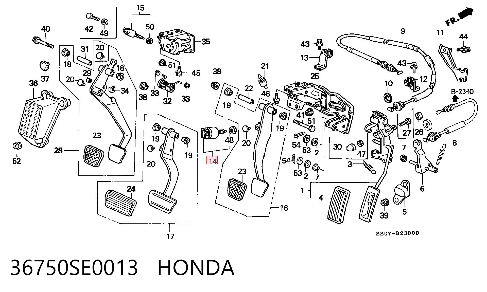 36750SE0013 Honda Лягушка стоп-сигналу