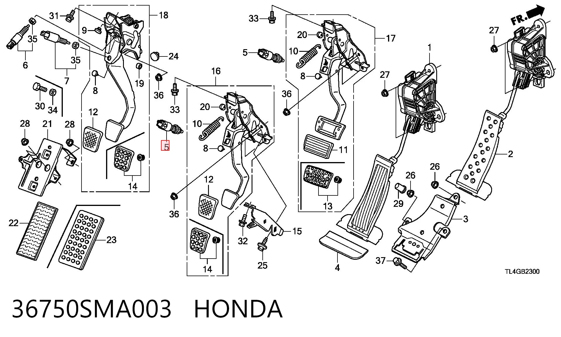36750SMA003 Honda Лягушка стоп-сигналу