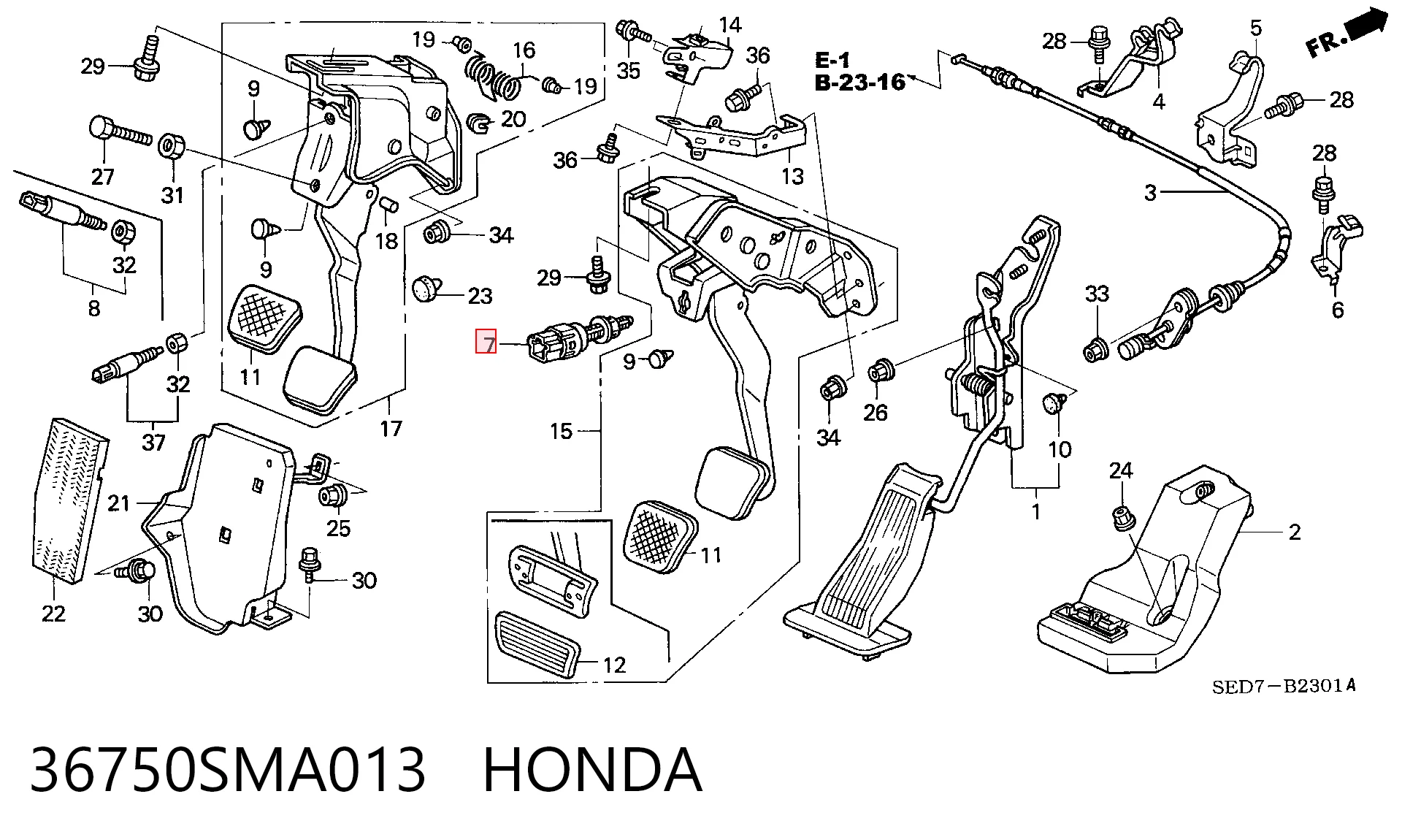 36750SMA013 Honda Лягушка стоп-сигналу
