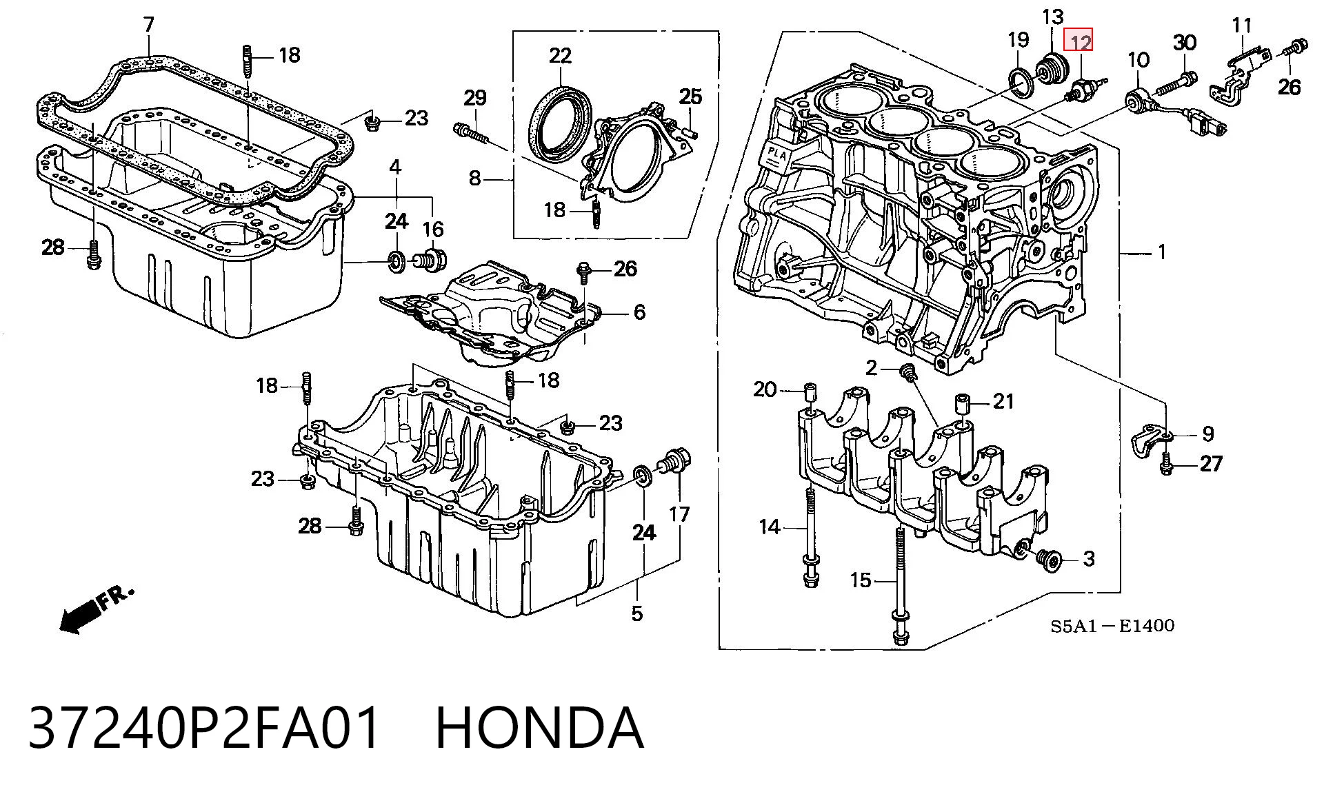 37240P2FA01 Honda Датчик показника тиску масла