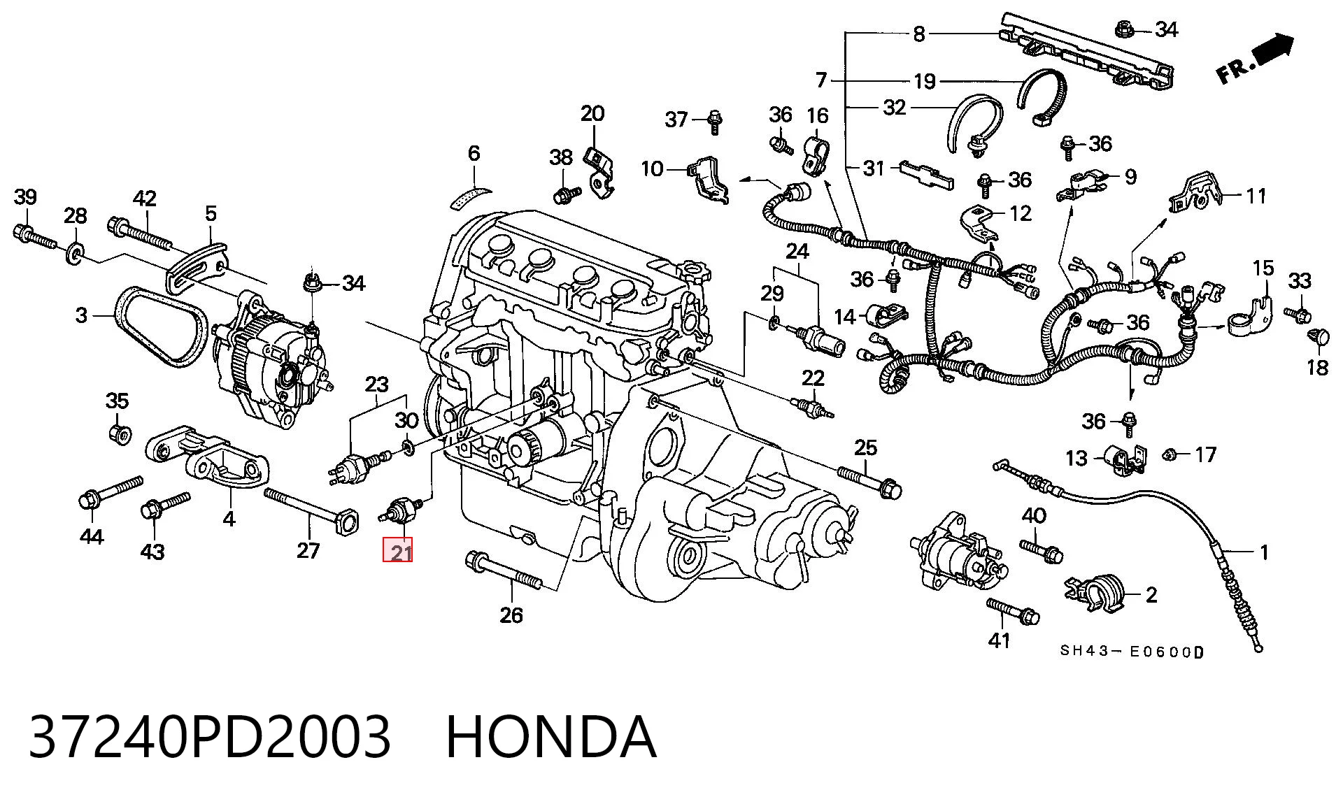 37240PD2003 Honda Датчик показника тиску масла