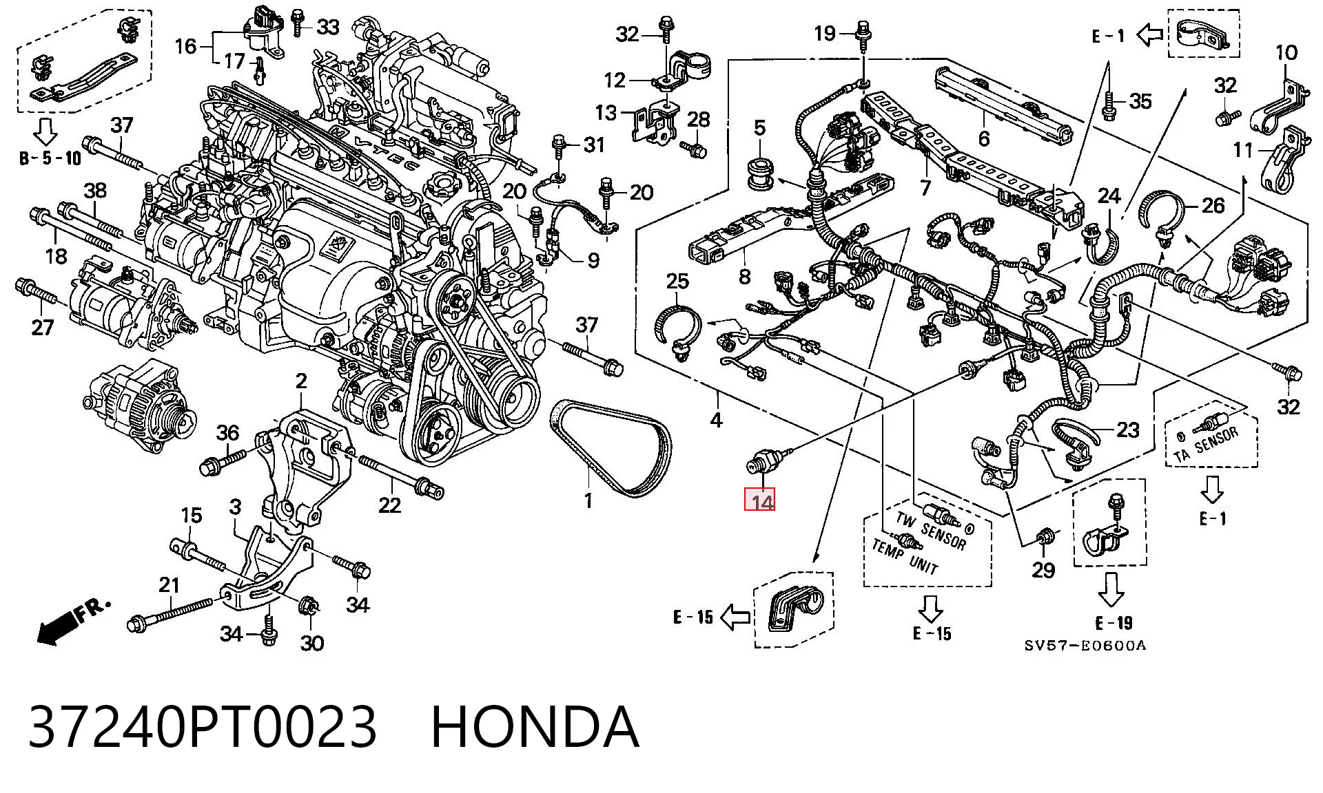 37240PT0023 Honda Датчик показника тиску масла