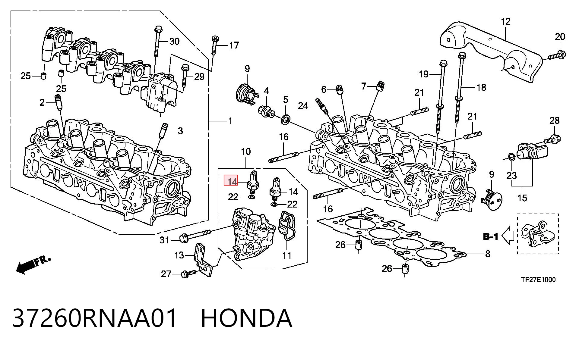 37260RNAA01 Honda Датчик показника тиску масла