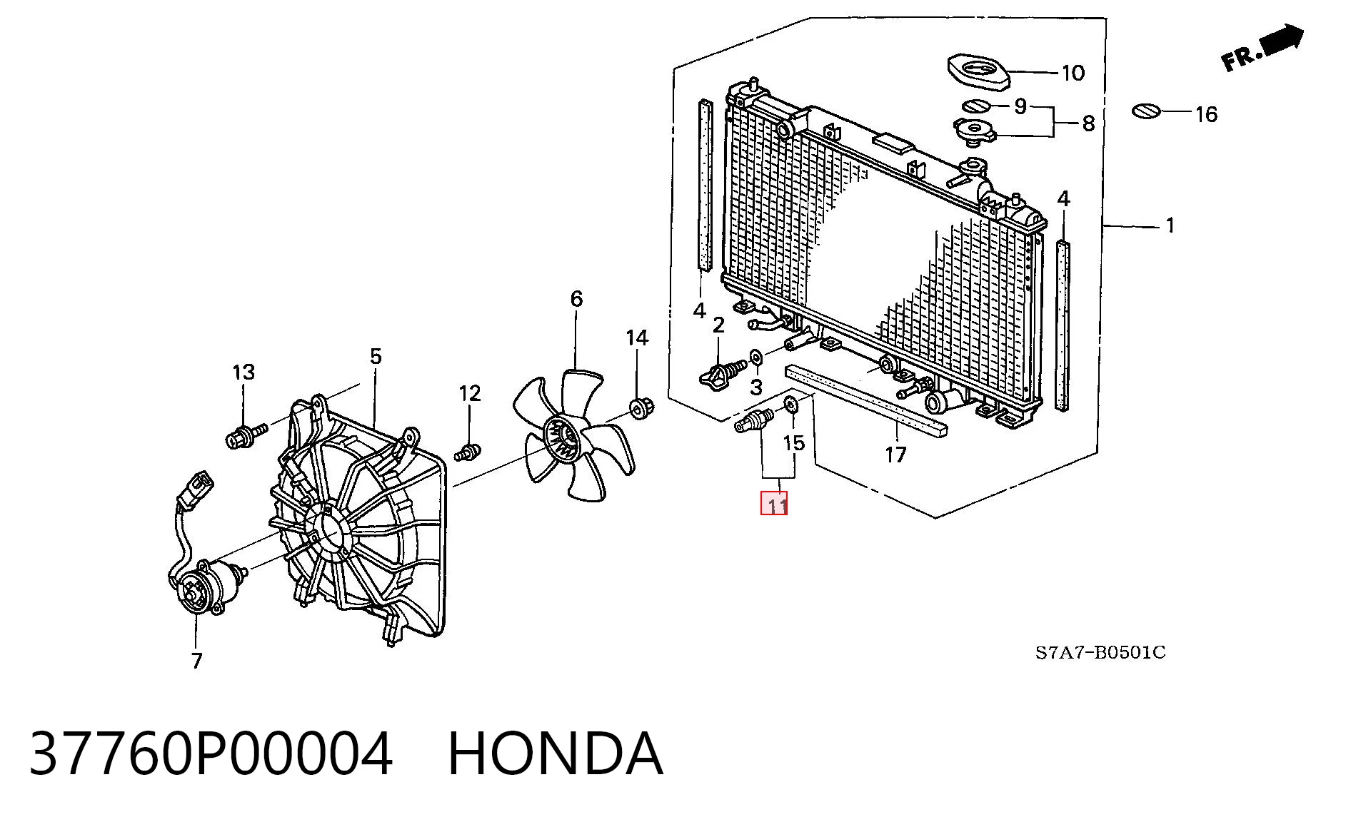 37760P00004 Honda Датчик радіатора