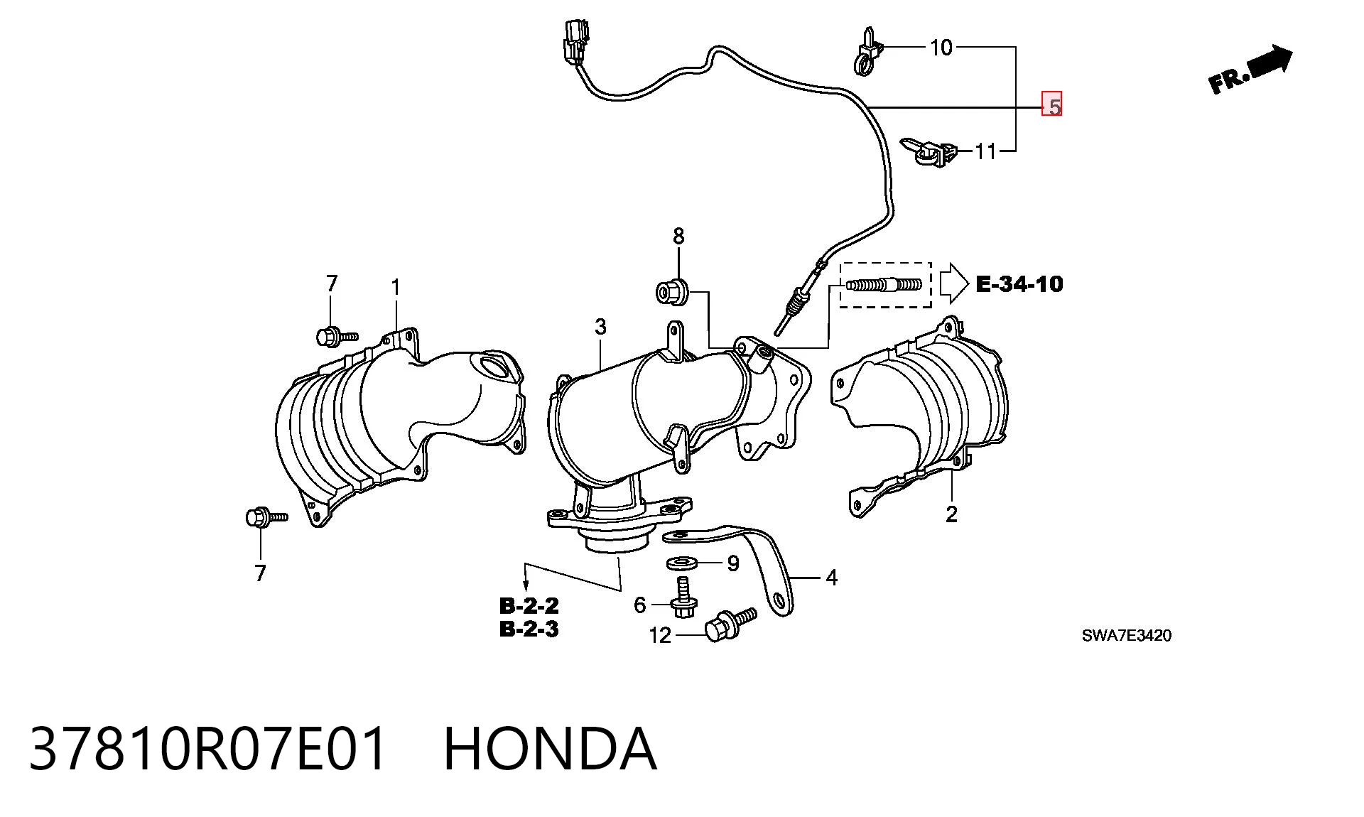 37810R07E01 Honda Датчик кисню