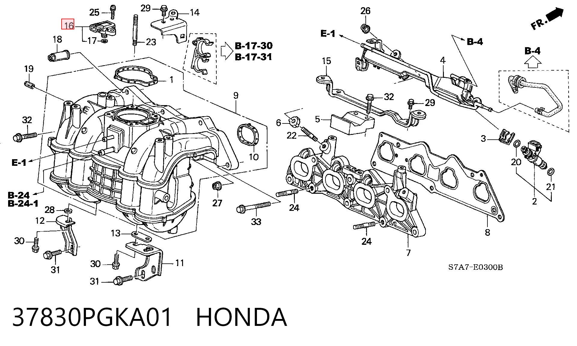 37830PGKA01 Honda Датчик наддува