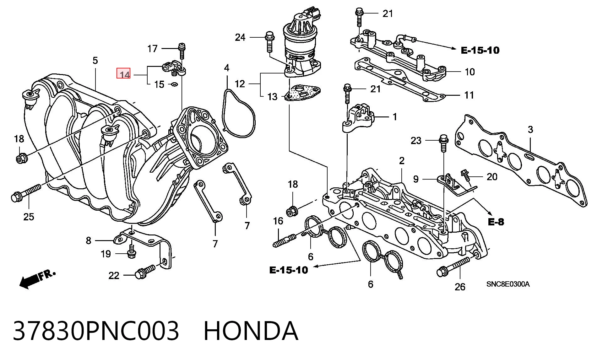 37830PNC003 Honda Датчик наддува